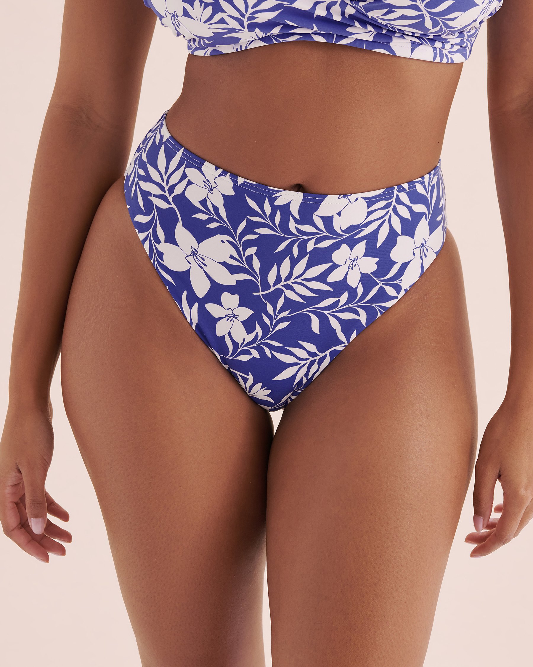 EAU DE SEA Blue Coastal High Waist Brazilian Bikini Bottom Blue coastal and white 01300391 - View4