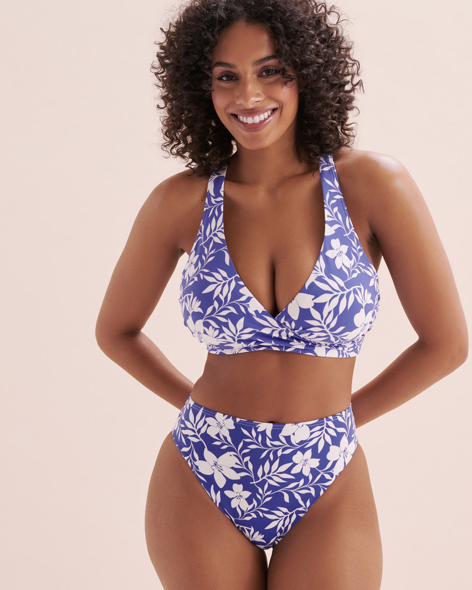 EAU DE SEA Blue Coastal High Waist Brazilian Bikini Bottom Blue coastal and white 01300391 - View7