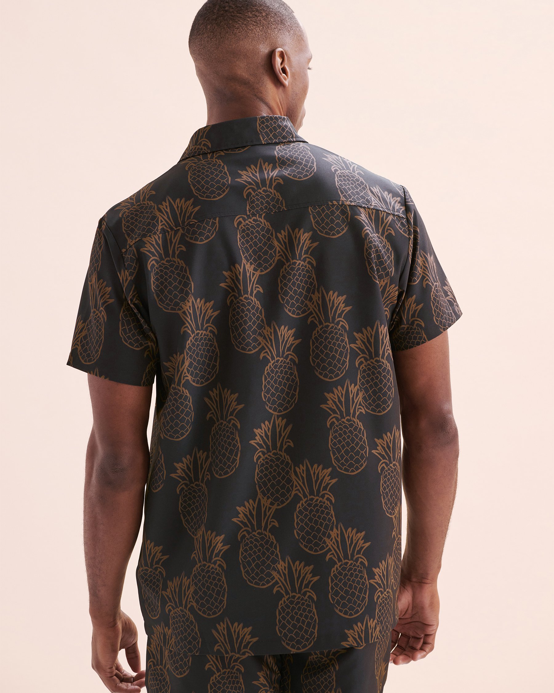 HAMABE Short Sleeve Shirt Black and brown 04100030 - View2