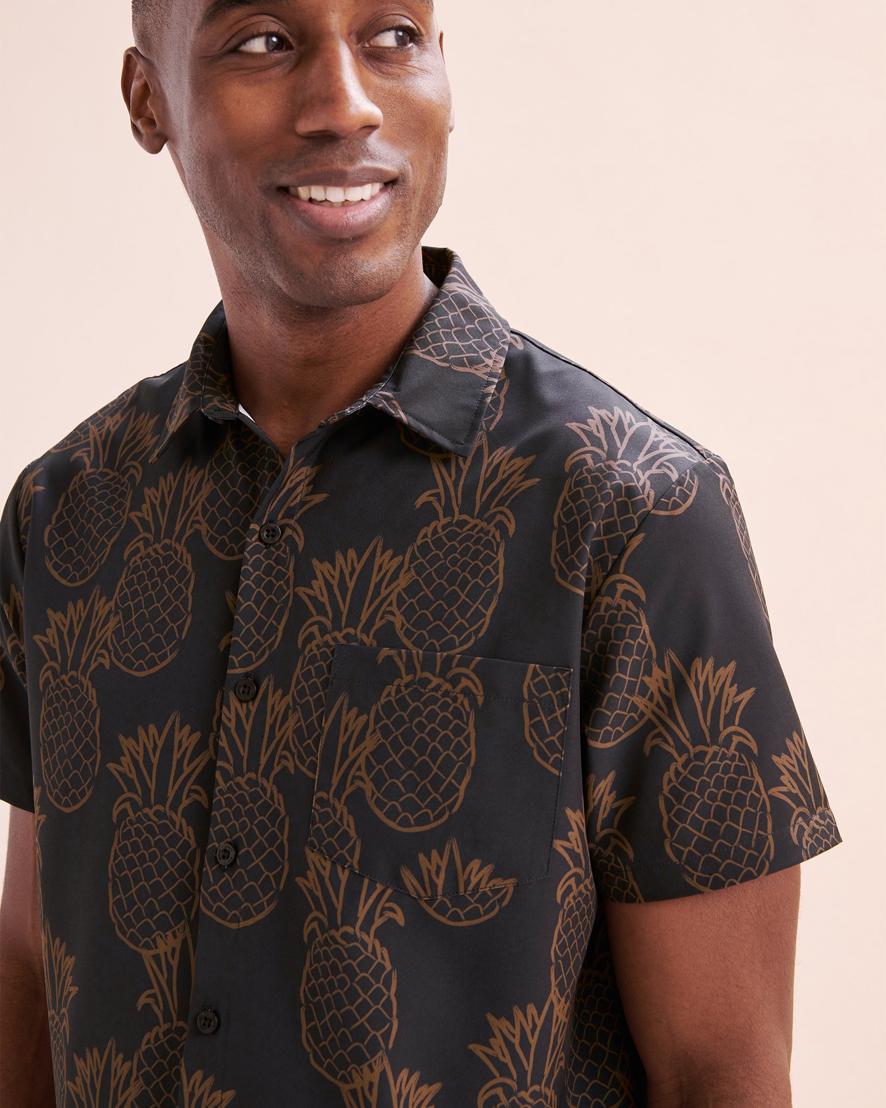 HAMABE Short Sleeve Shirt Black and brown 04100030 - View3