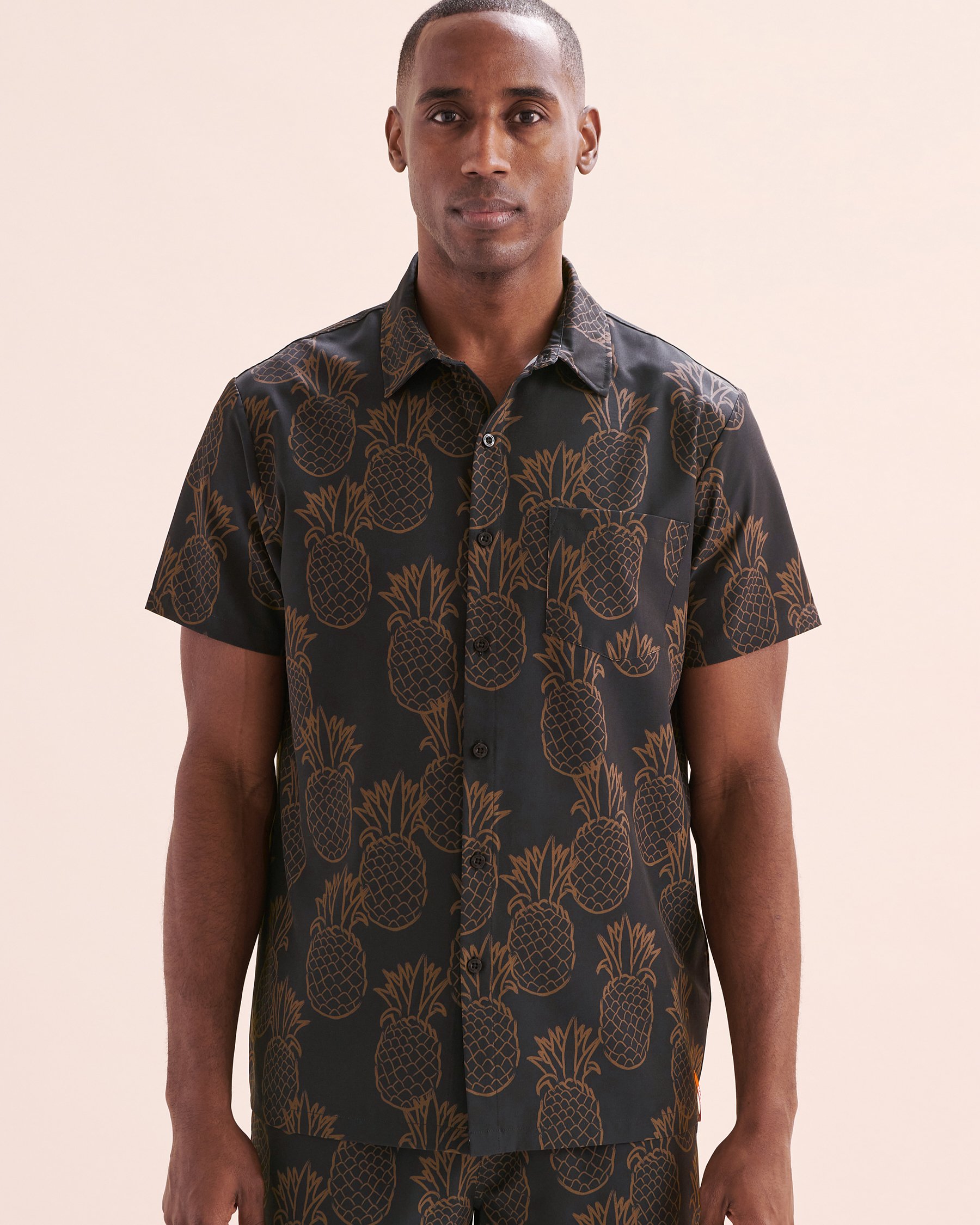 HAMABE Short Sleeve Shirt Black and brown 04100030 - View5