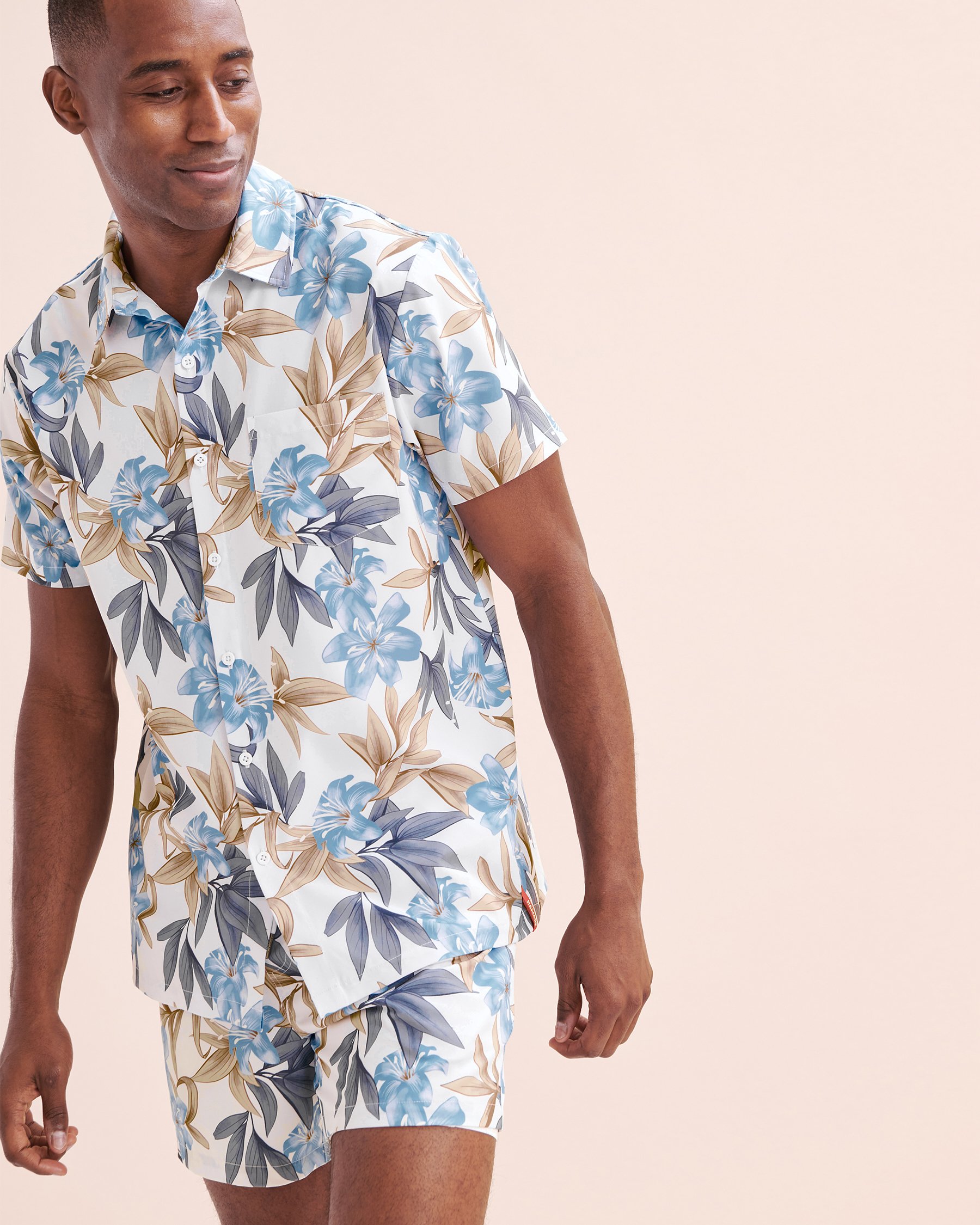 HAMABE Short Sleeve Shirt Brillant white and blue 04100030 - View3