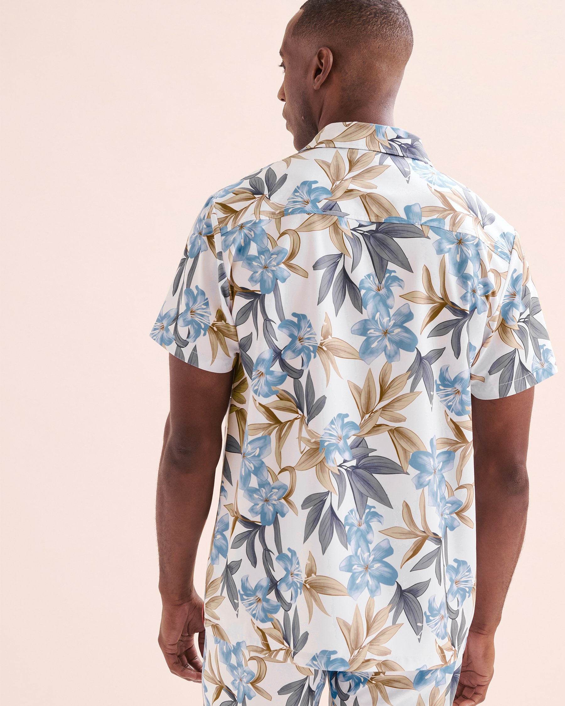 HAMABE Short Sleeve Shirt Brillant white and blue 04100030 - View4