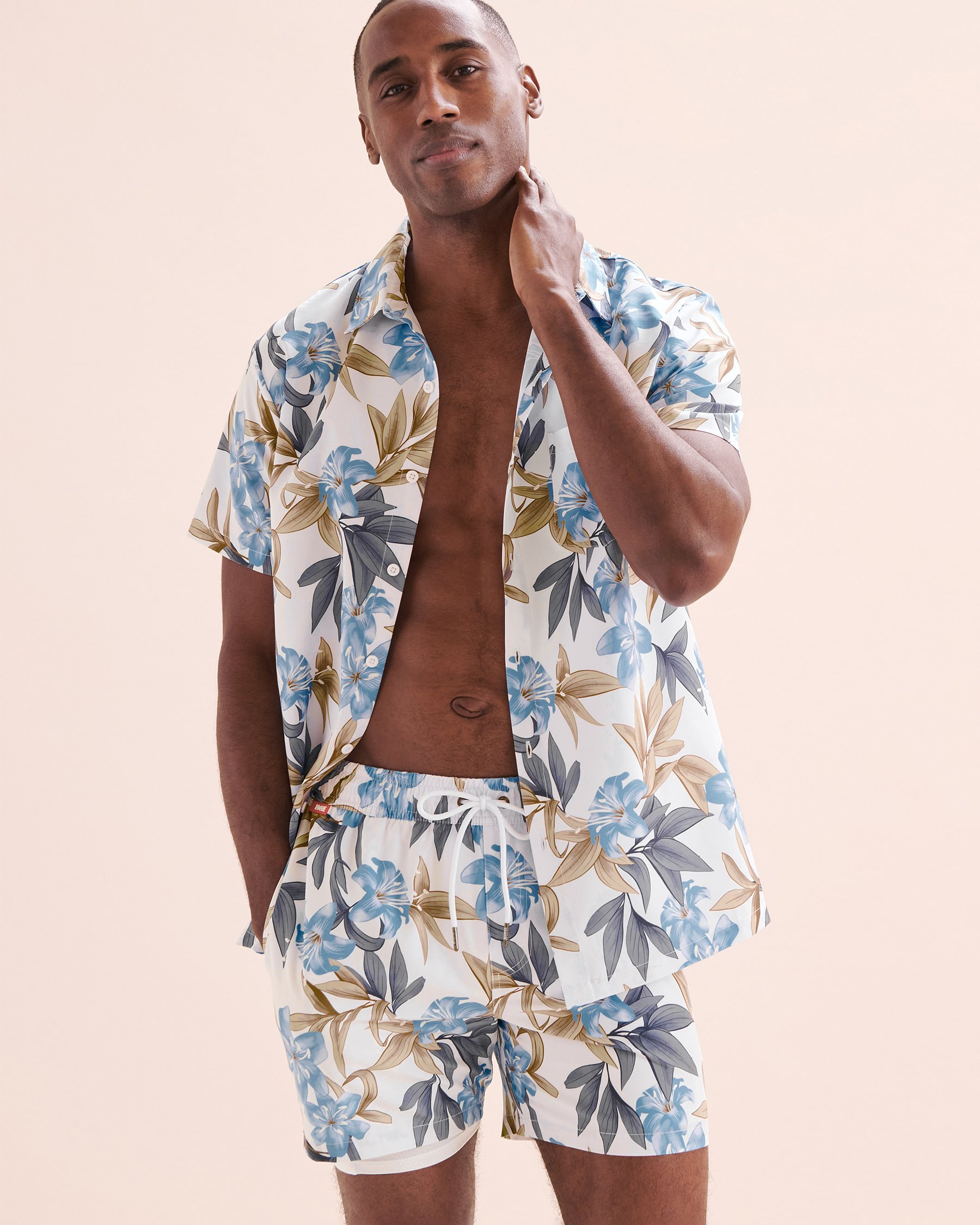 HAMABE Short Sleeve Shirt Brillant white and blue 04100030 - View7