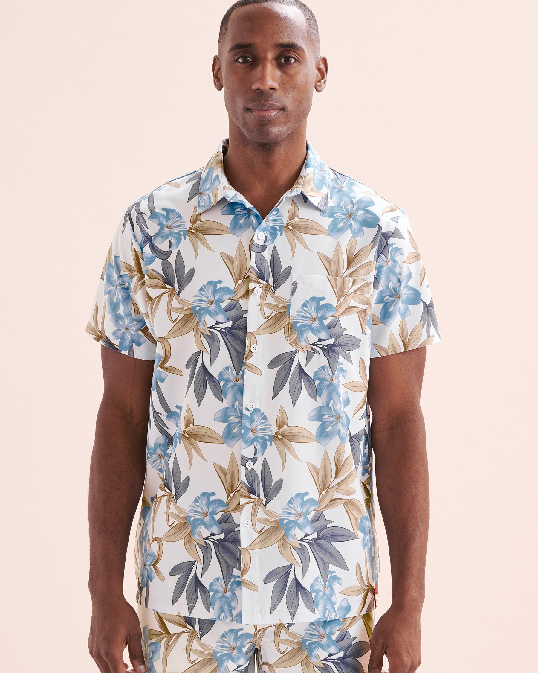 HAMABE Short Sleeve Shirt Brillant white and blue 04100030 - View6