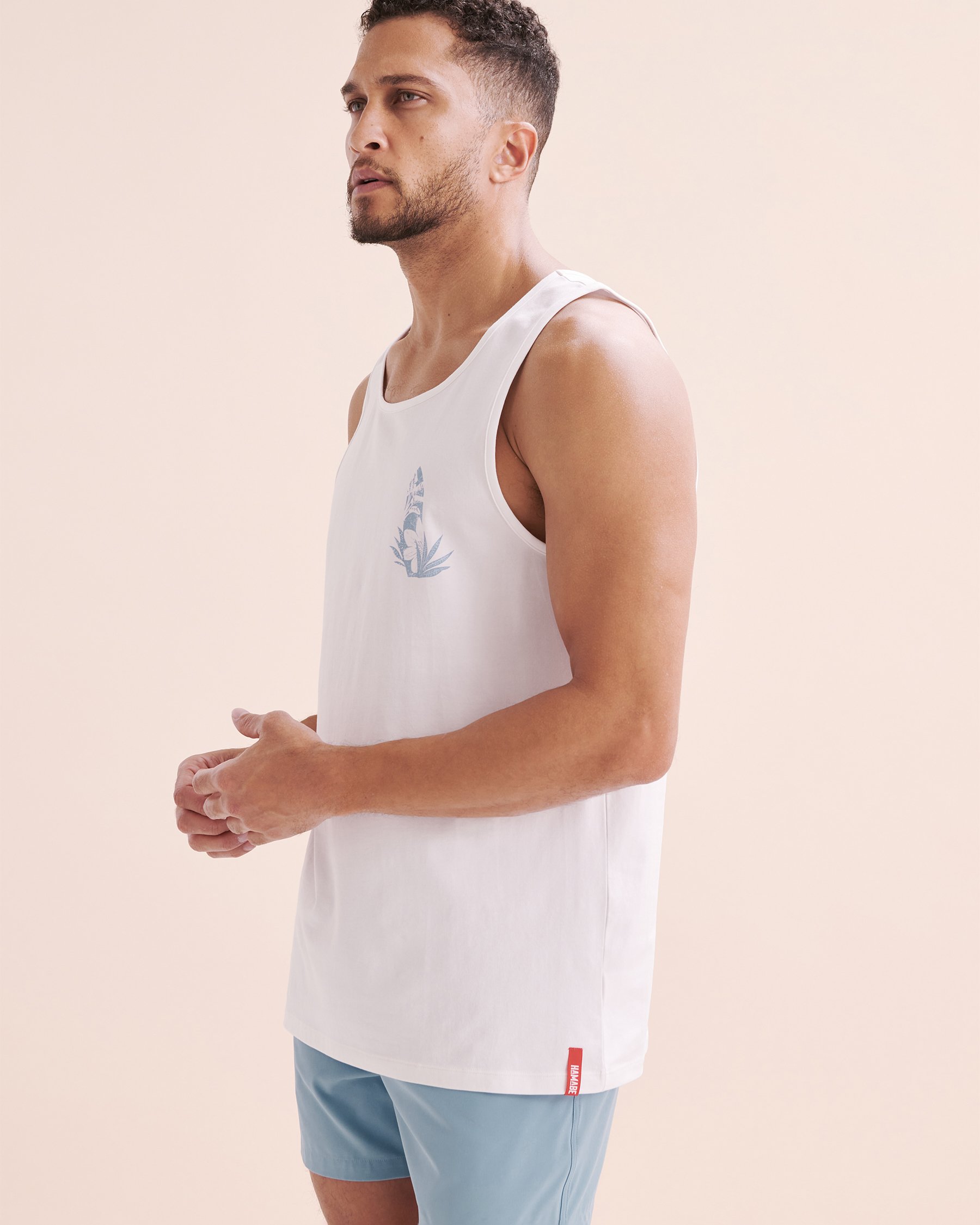 HAMABE Débardeur de surf à fleurs Blanc brillant et bleu 04100031 - Voir5