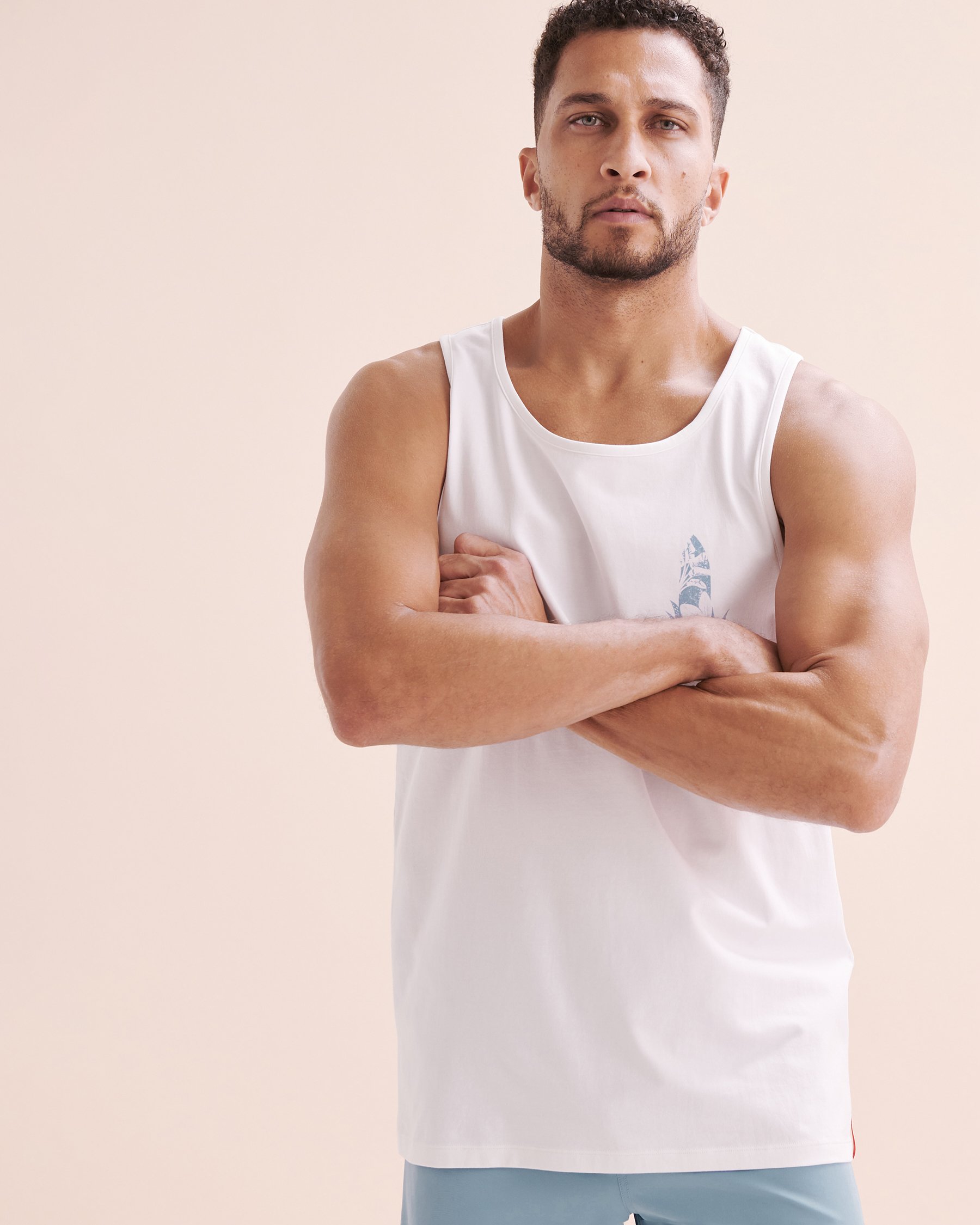 HAMABE Débardeur de surf à fleurs Blanc brillant et bleu 04100031 - Voir9