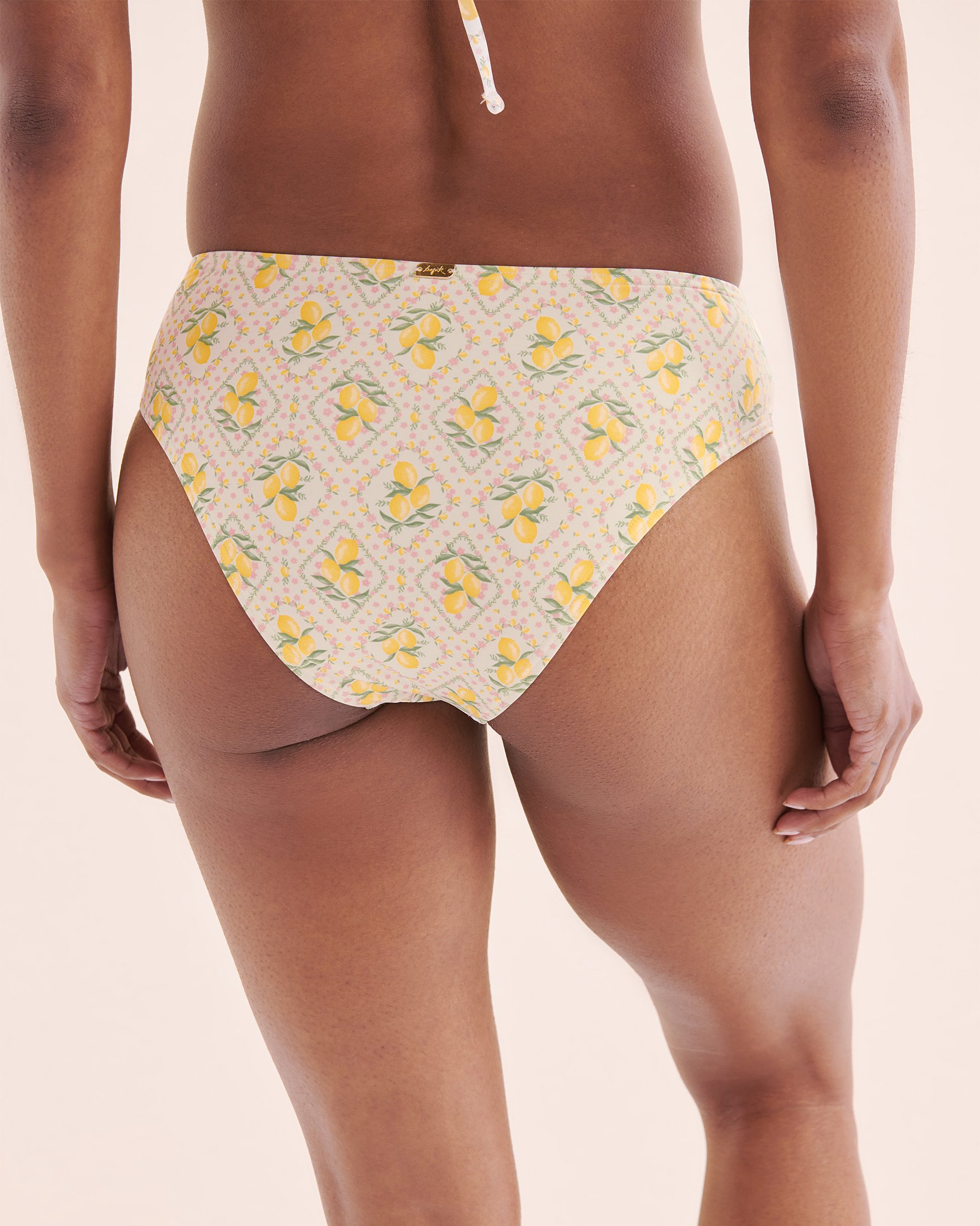 TROPIK Lemon Garden Mid-Rise Cheeky Bikini Bottom White and yellow 01300399 - View6