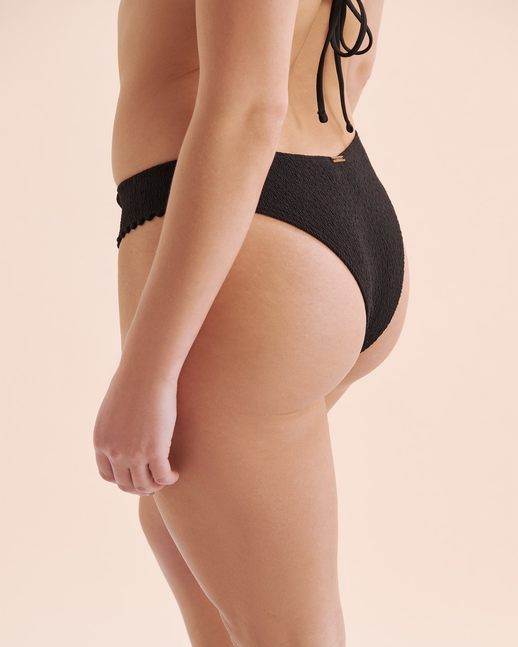 MY BIKINI STORY Santa Monica Pearl Low Rise Thong Bikini Bottom Black 01300397 - View6