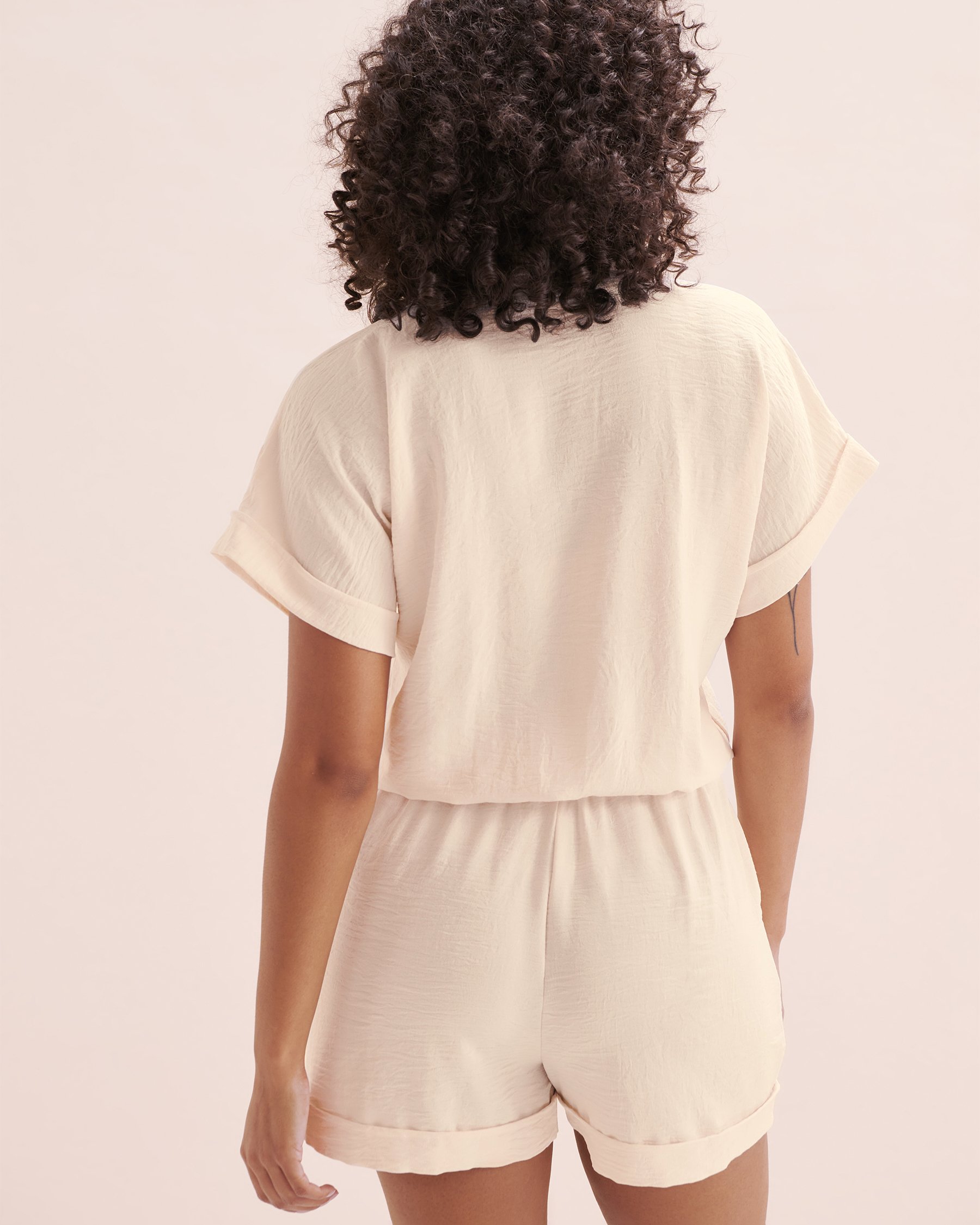 OFF THE BEACH Textured Button-Up Romper Jet Stream Beige 02300151 - View2