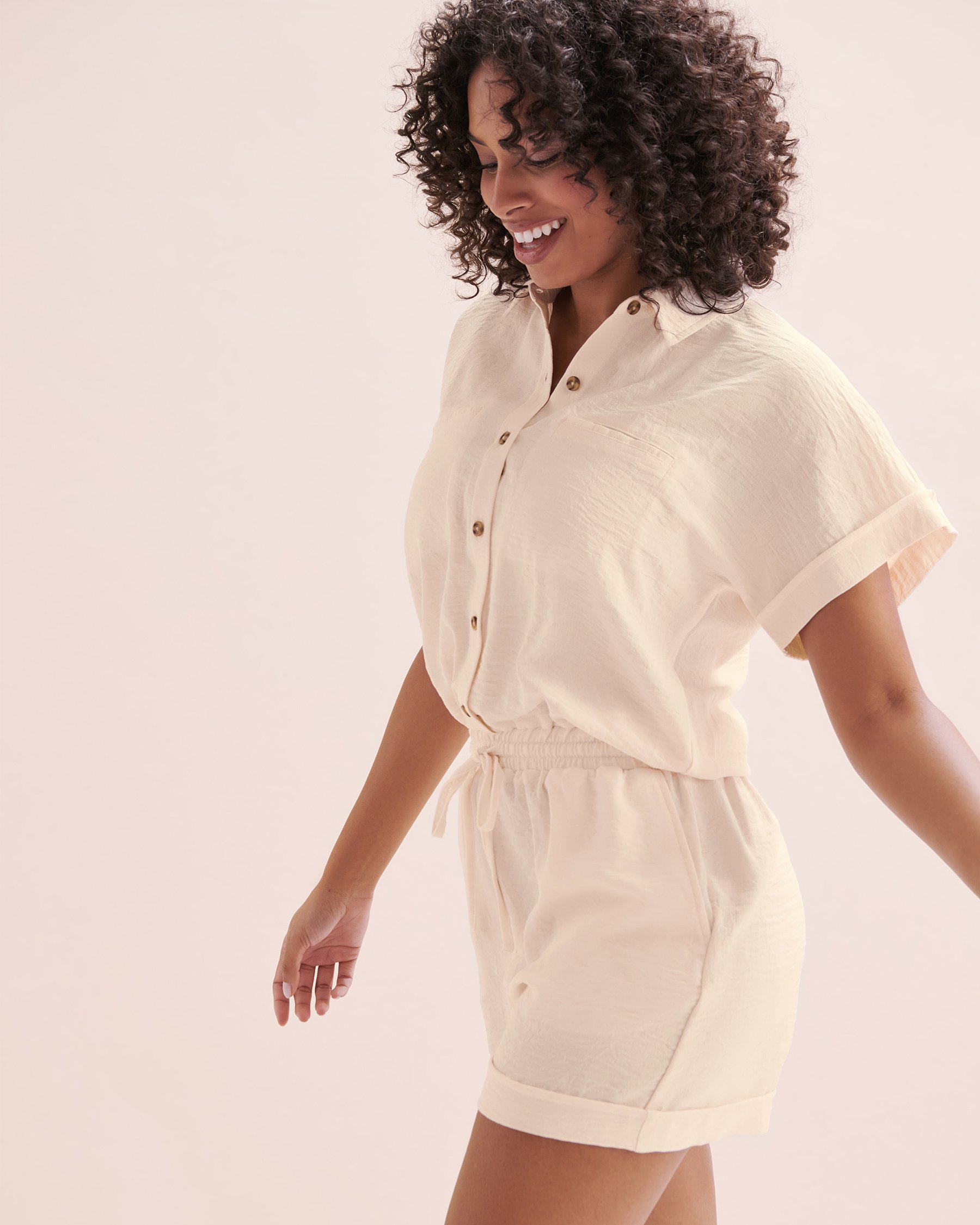 OFF THE BEACH Combinaison boutonnée texturée Beige Jet Stream 02300151 - Voir4