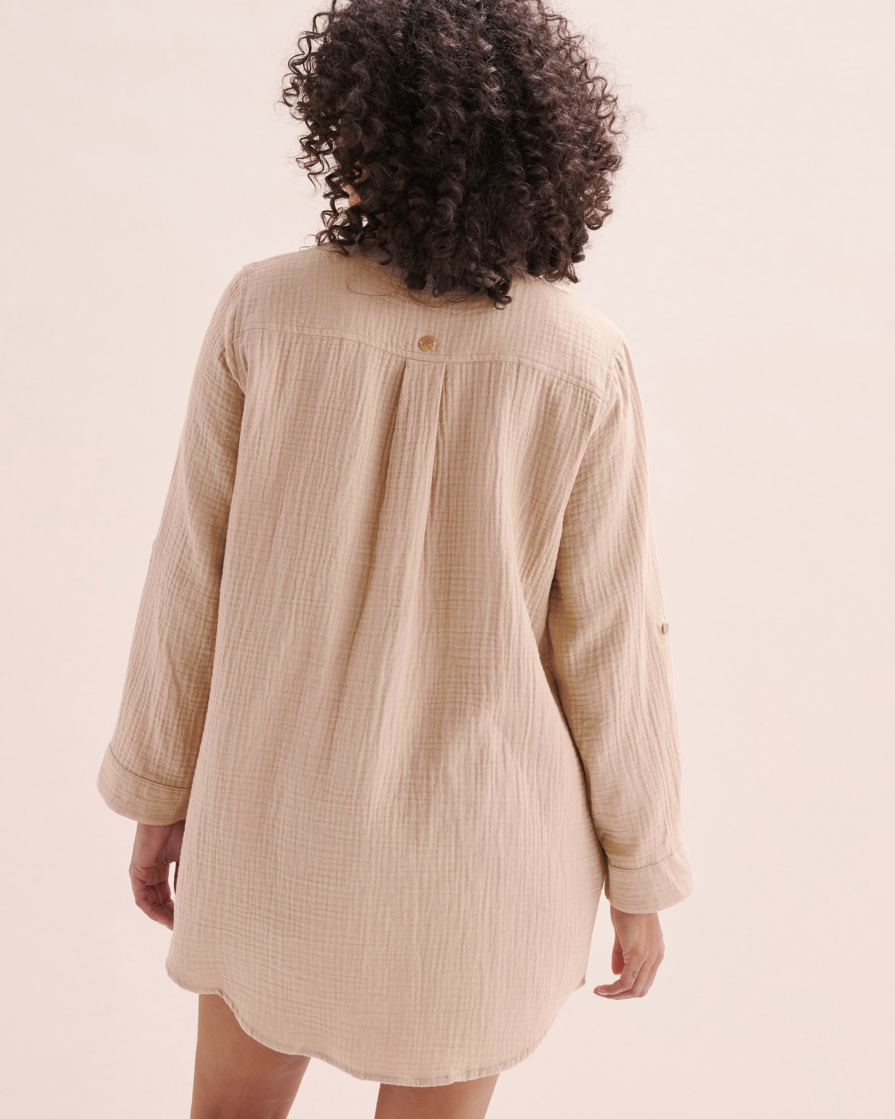 OFF THE BEACH Textured Cotton Shirt Oxford Beige 02100033 - View2