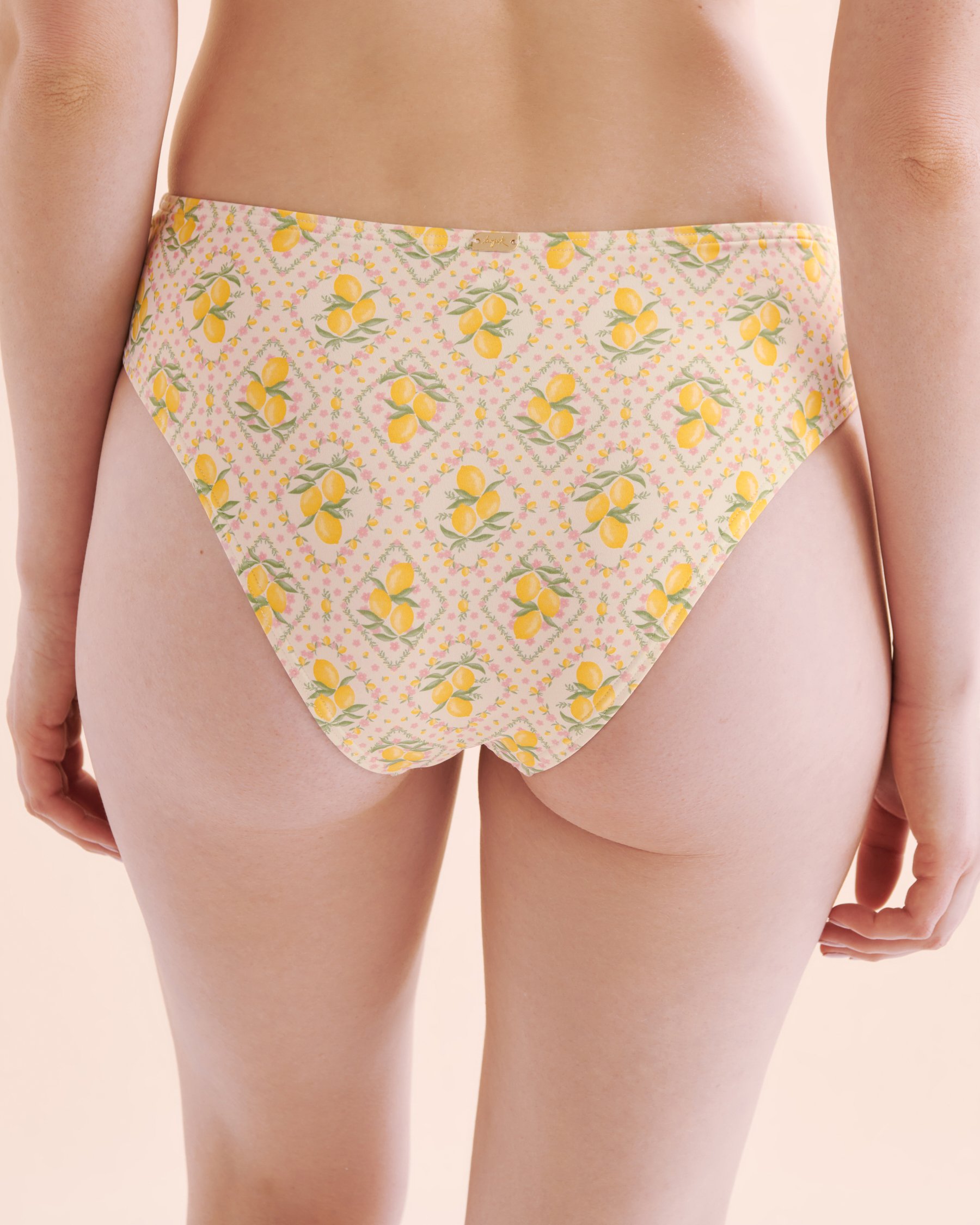 TROPIK Bas de bikini taille mi-haute cheeky Lemon Garden Blanc et jaune 01300399 - View2