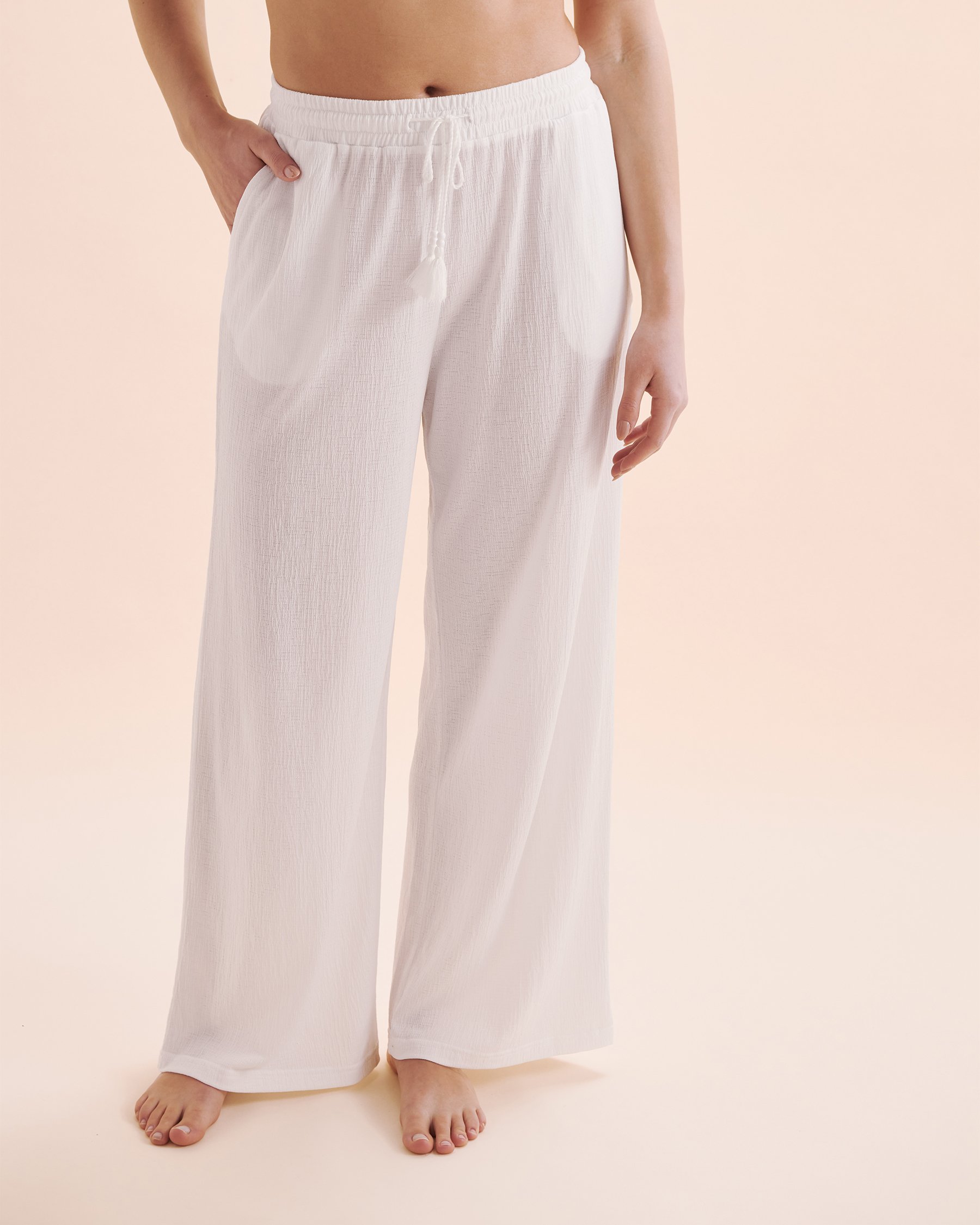 TROPIK Pantalon en polyester plissé Blanc brillant 02200085 - Voir5