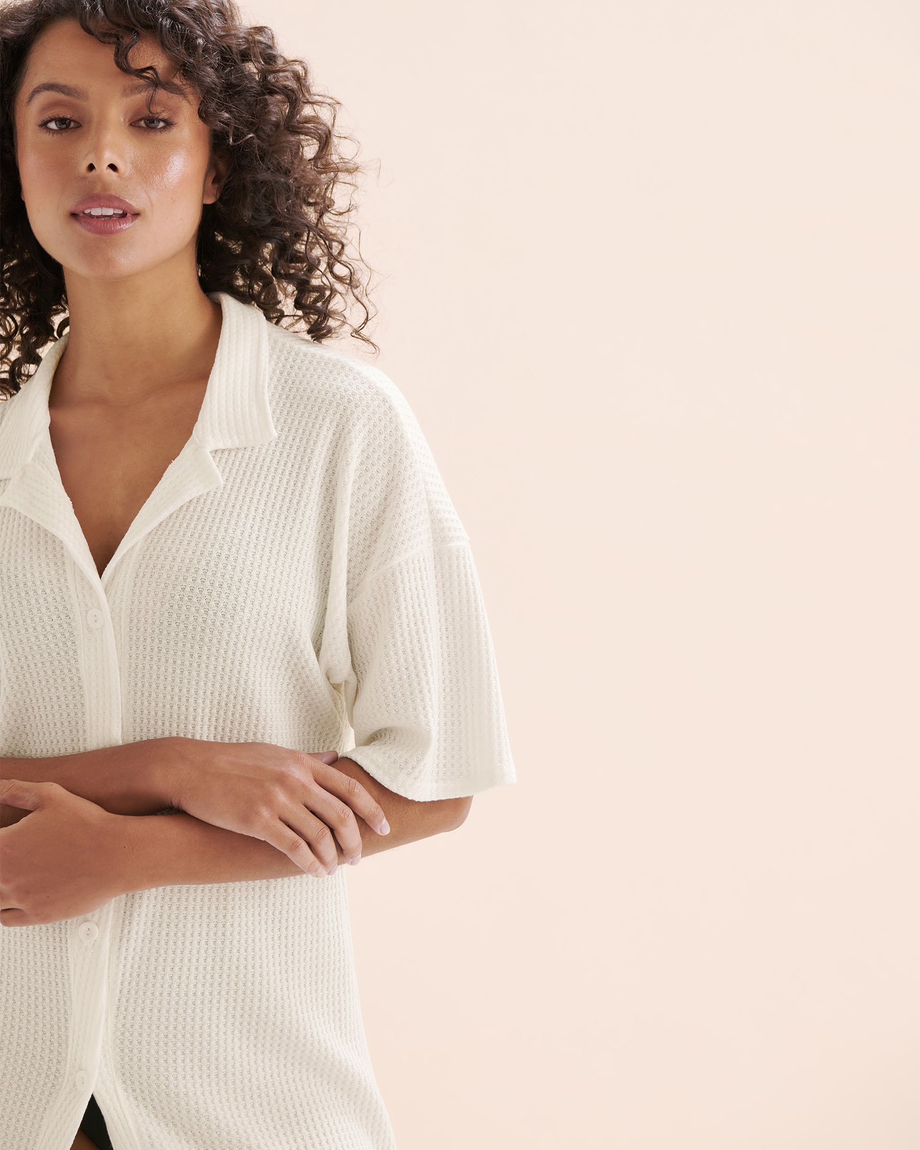 COVER ME Waffle Shirt White 25020766 - View2