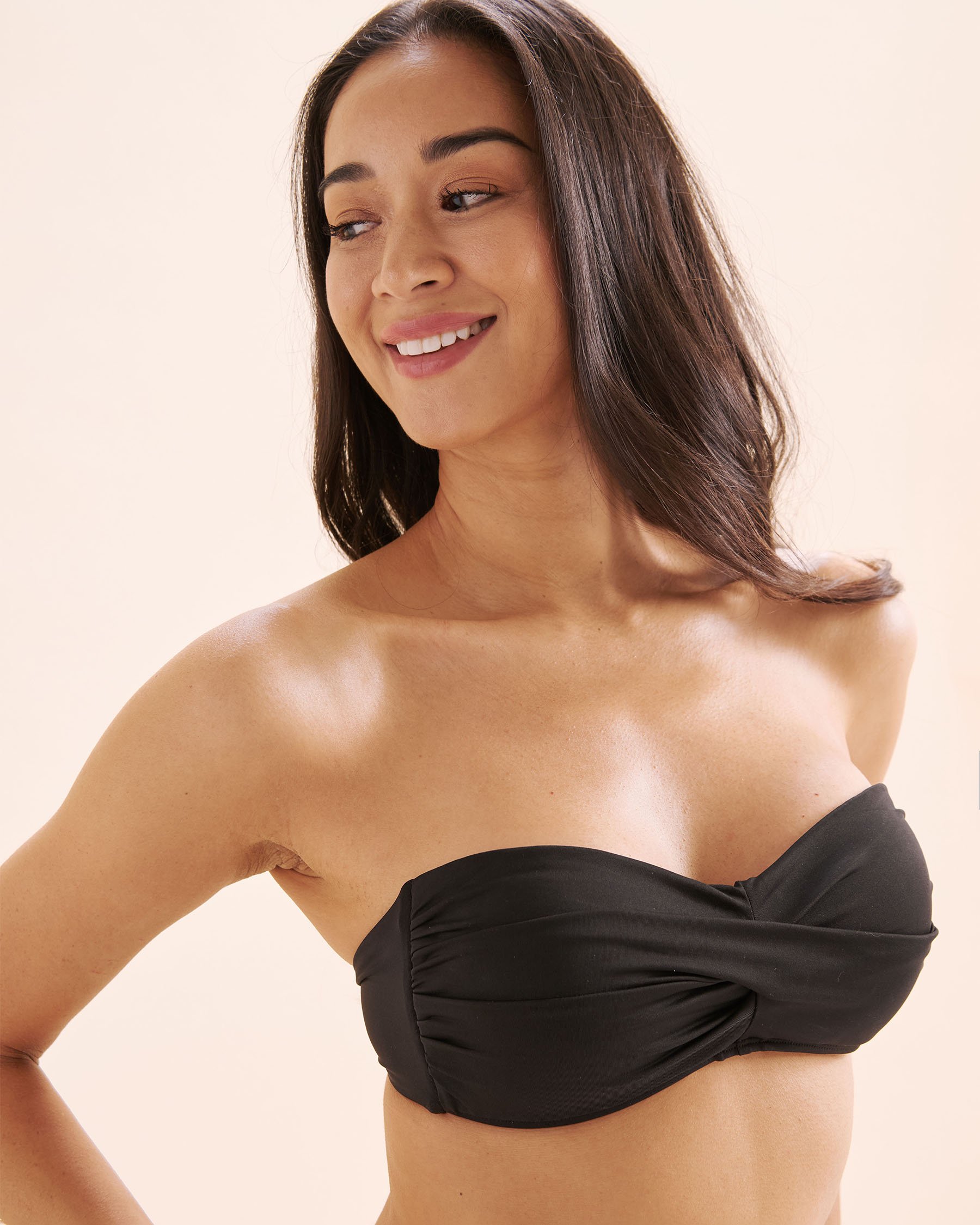 ANNE COLE Haut de bikini bandeau torsadé Live In Color Liz Noir MYMT10101 - View2