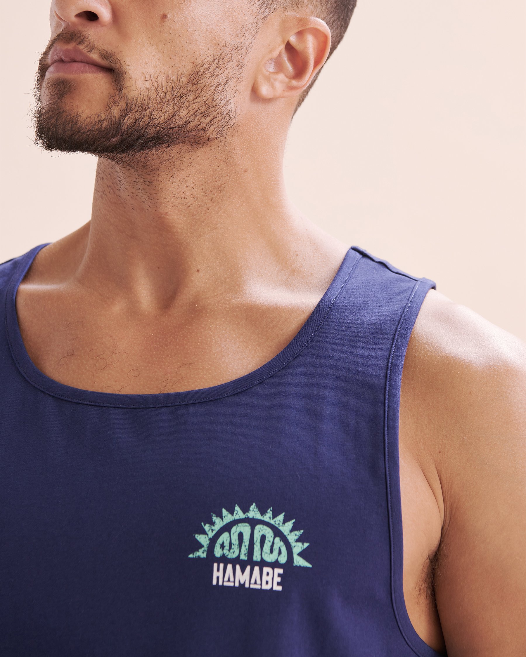 HAMABE Camisole en coton Bleu médiéval 04100032 - Voir5