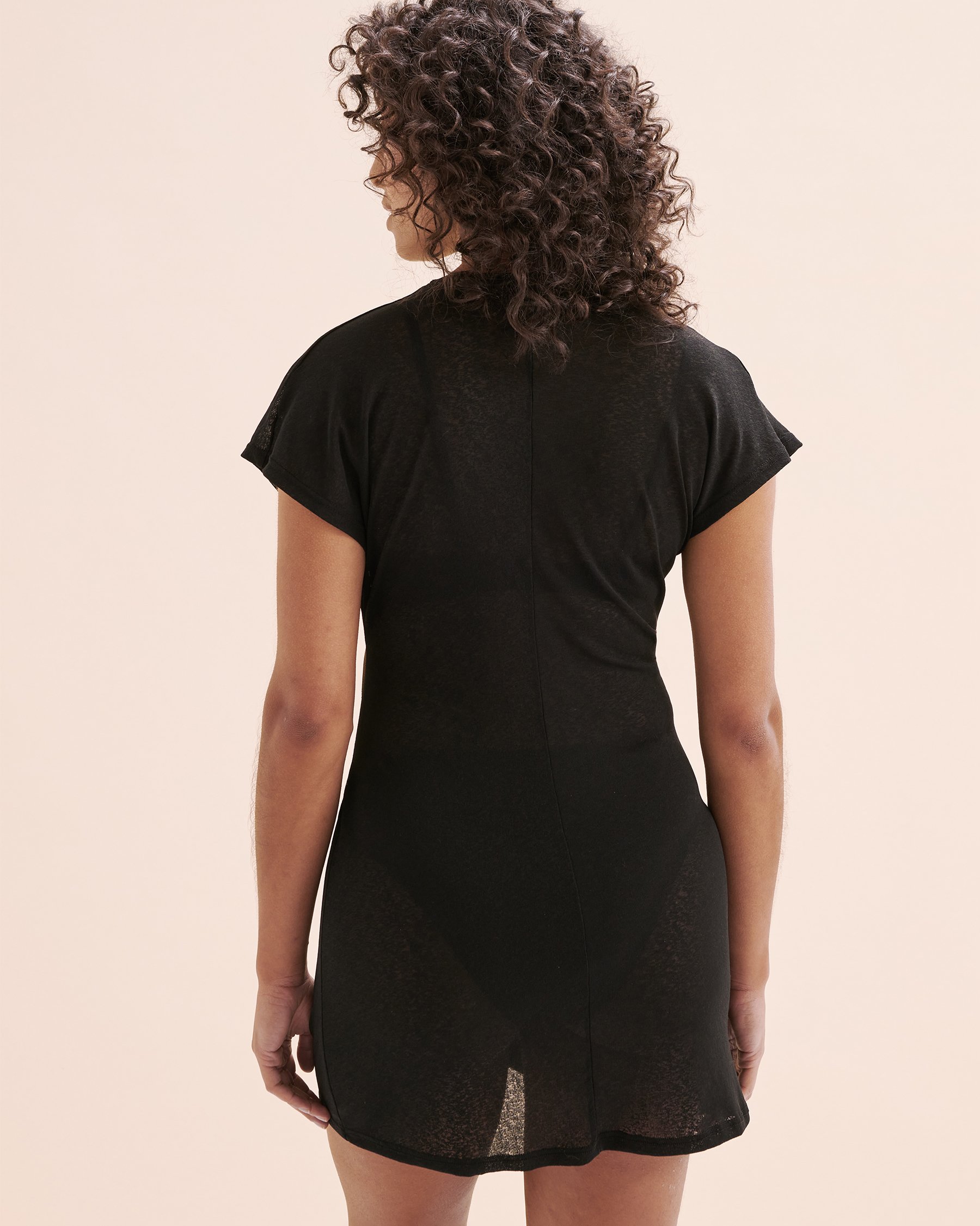 COVER ME Robe portefeuille courte Onion Skin Noir 25021128 - View2