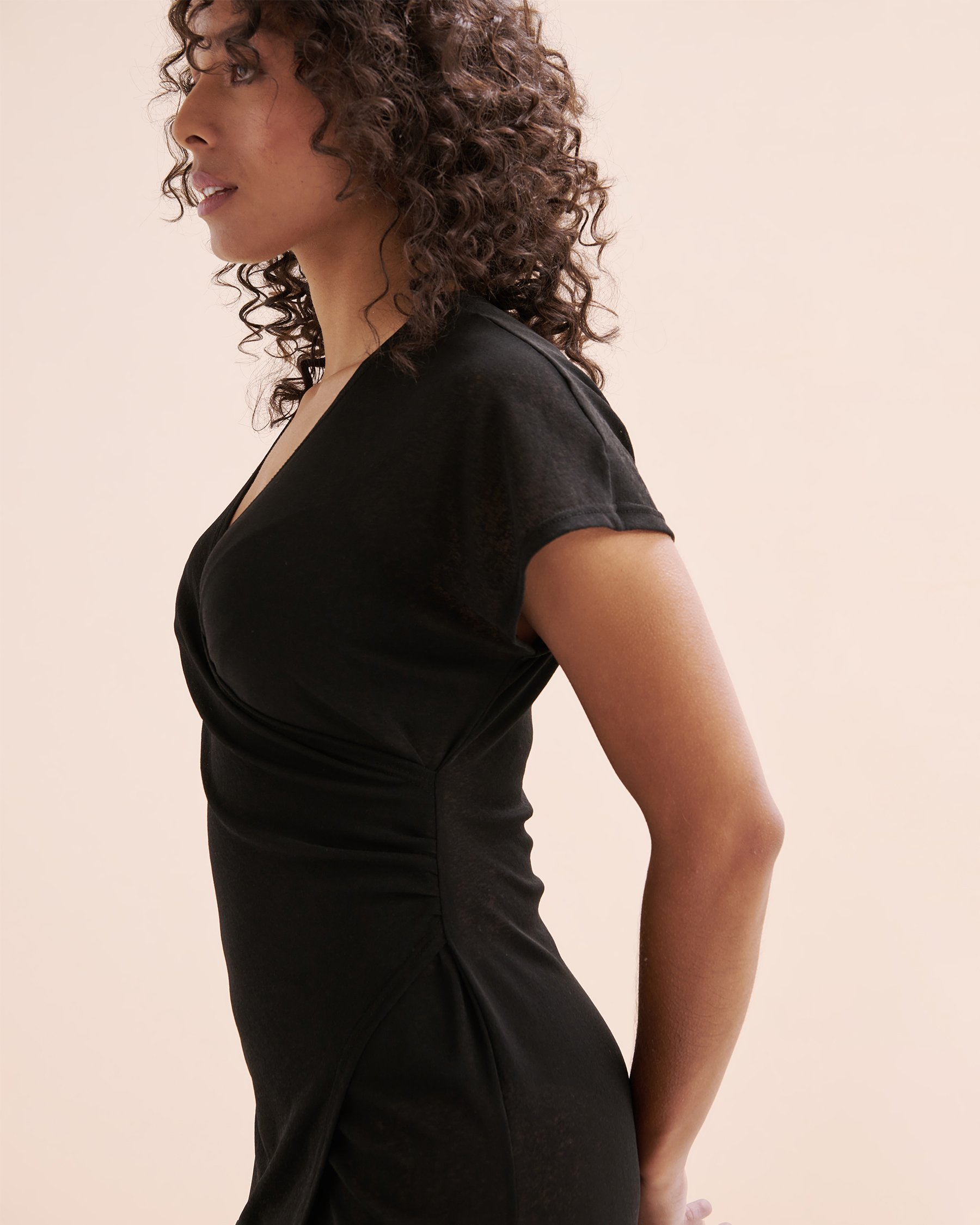 COVER ME Robe portefeuille courte Onion Skin Noir 25021128 - Voir3