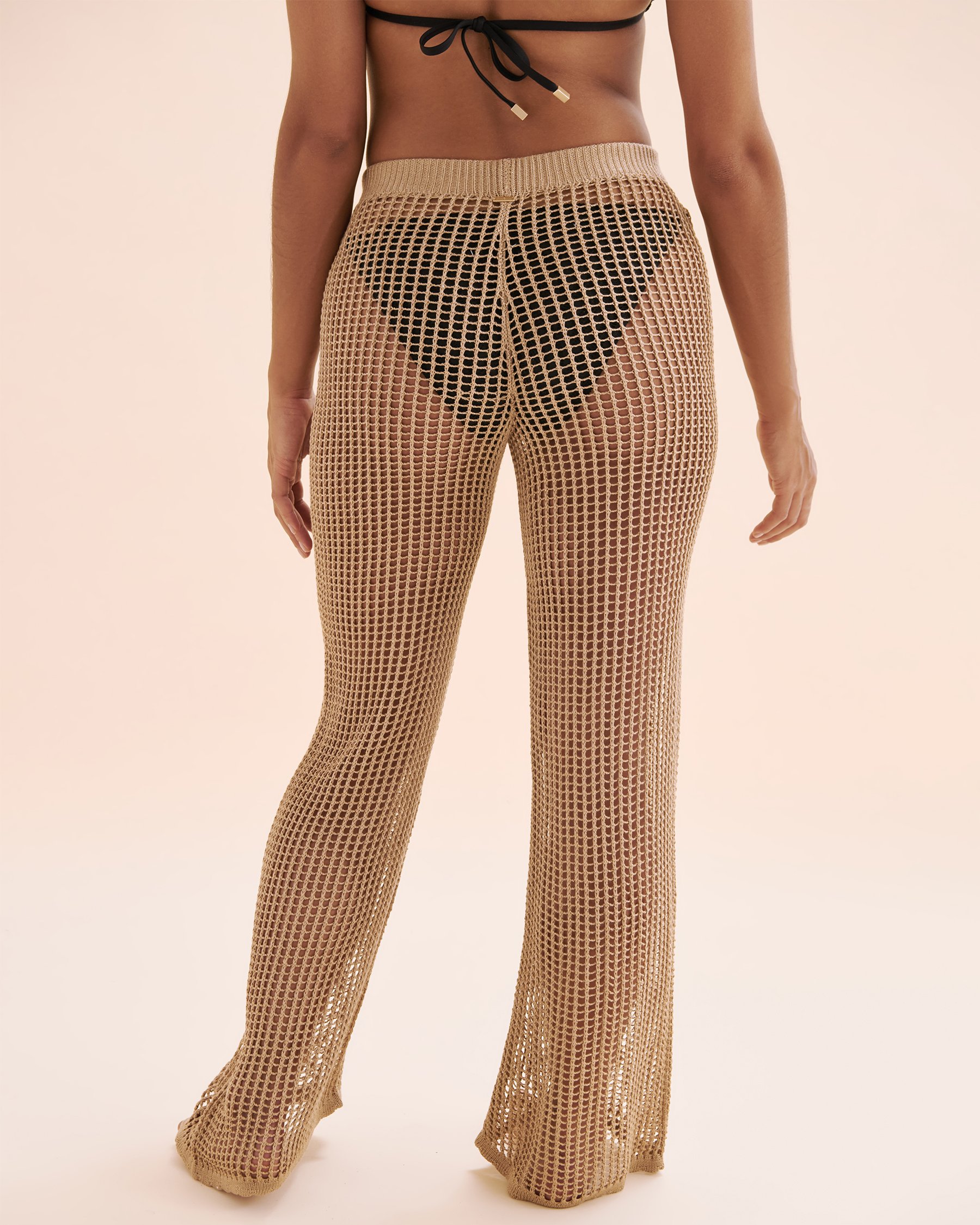 SANTEMARE Pantalon jambe large en crochet Beige clair 02200088 - View2