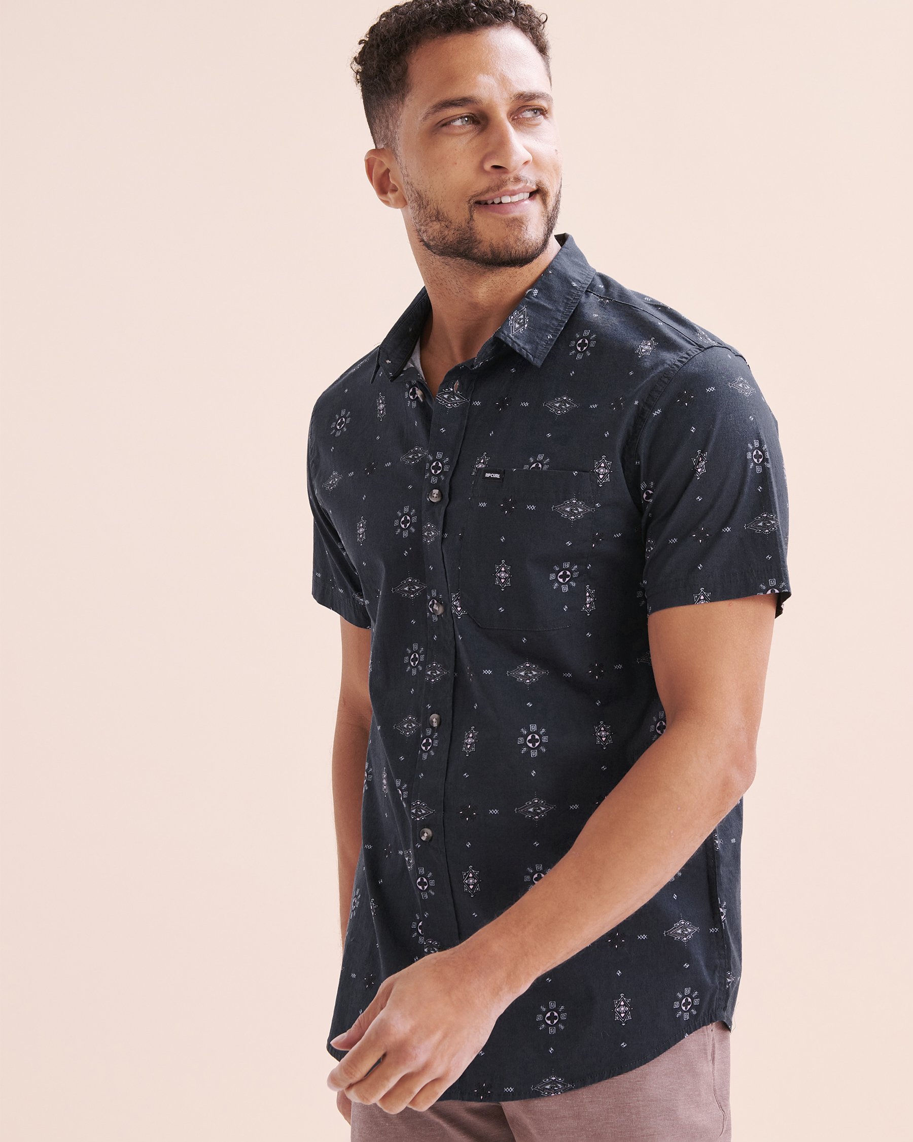 RIP CURL Diamond Micro Short Sleeves Shirt Navy Blue 04QMSH - View1