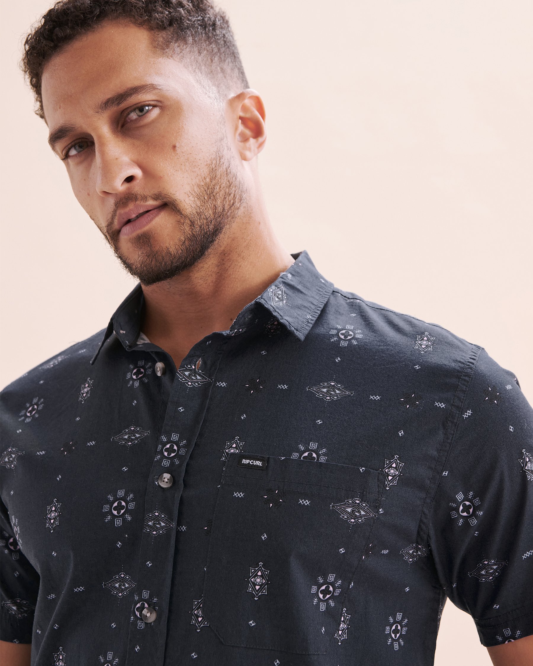 RIP CURL Diamond Micro Short Sleeves Shirt Navy Blue 04QMSH - View3