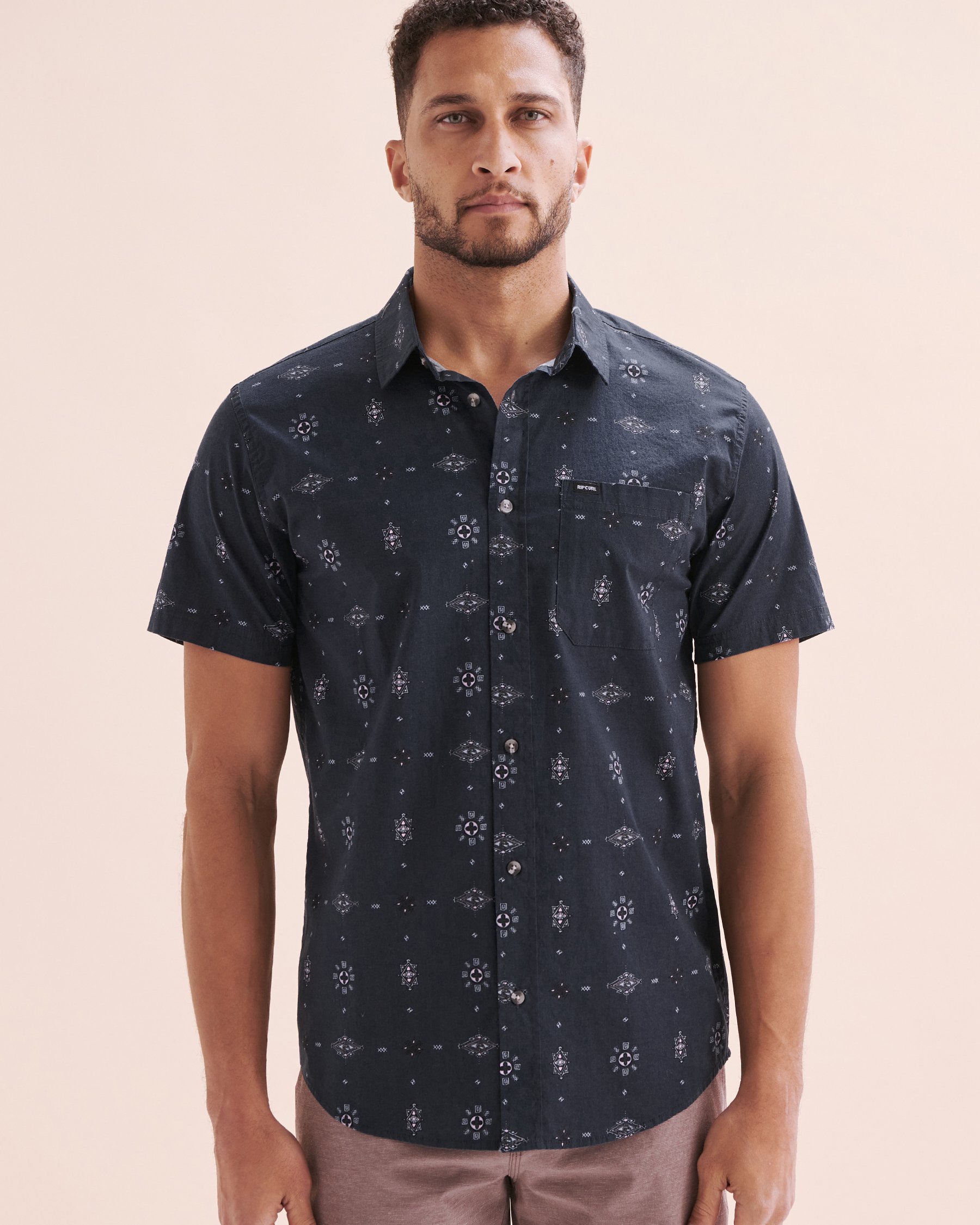 RIP CURL Diamond Micro Short Sleeves Shirt Navy Blue 04QMSH - View4