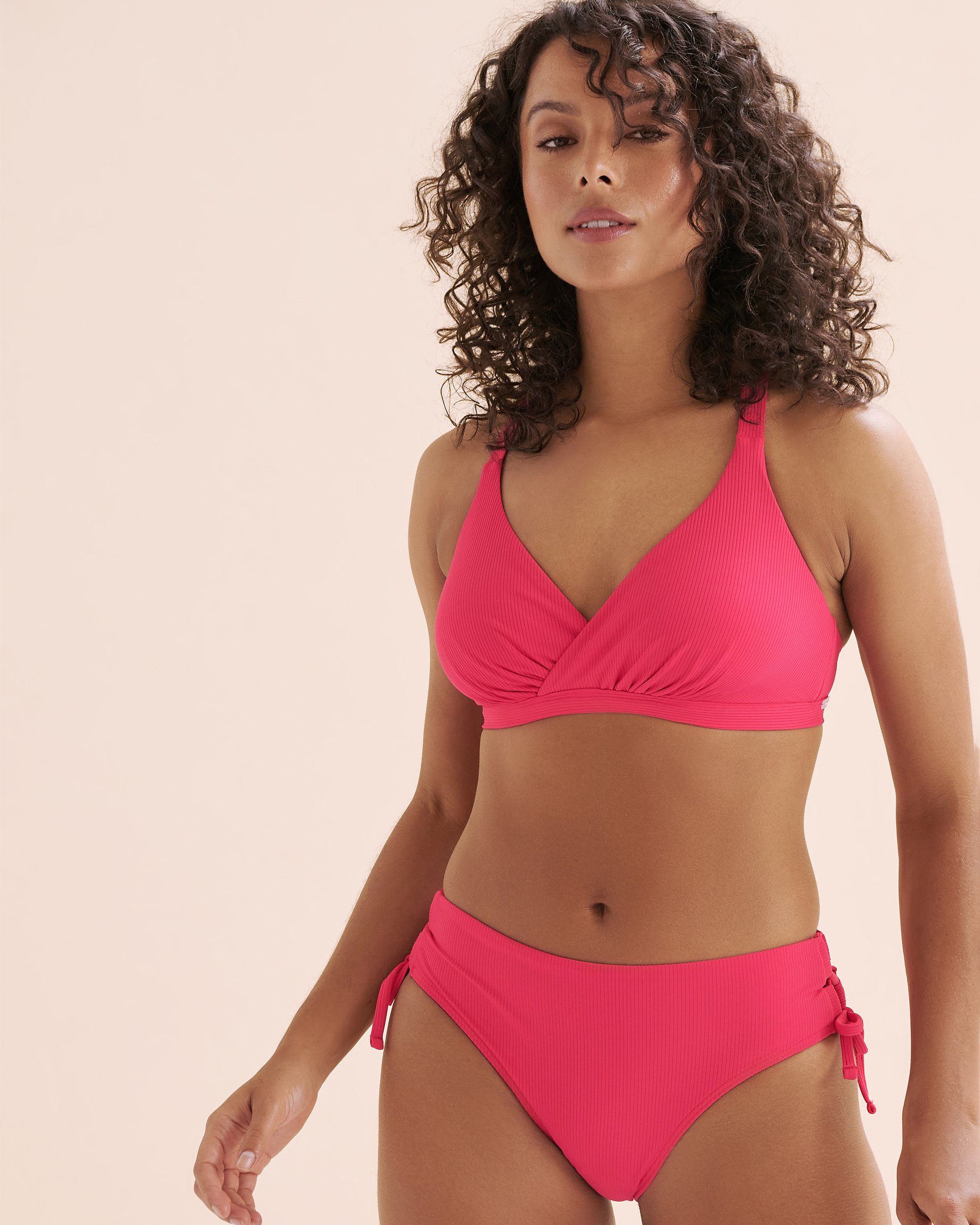 EAU DE SEA Sea Ribbed Bralette Bikini Top Bright Rose 01100384 - View1