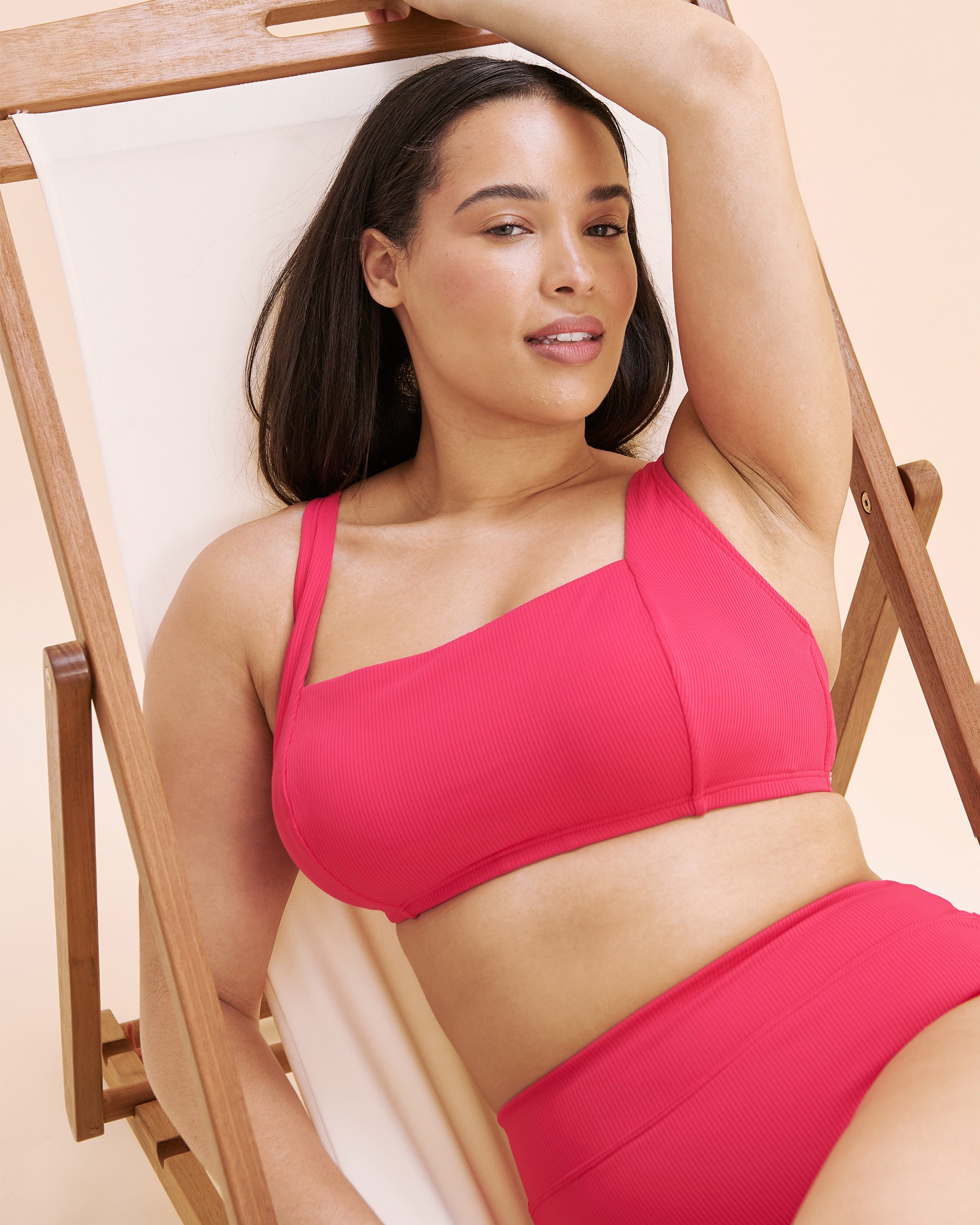 EAU DE SEA Haut de bikini bralette côtelé bonnet D Rose brillant 01200097 - Voir5