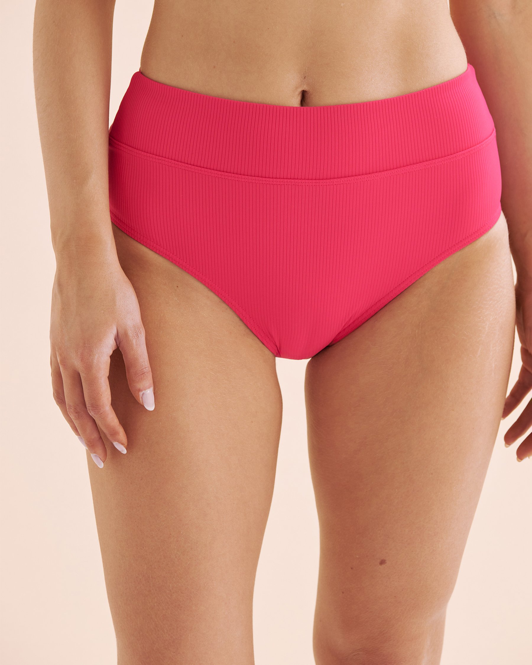 EAU DE SEA Bas de bikini taille haute côtelé Sea Rose brillant 01300411 - View1