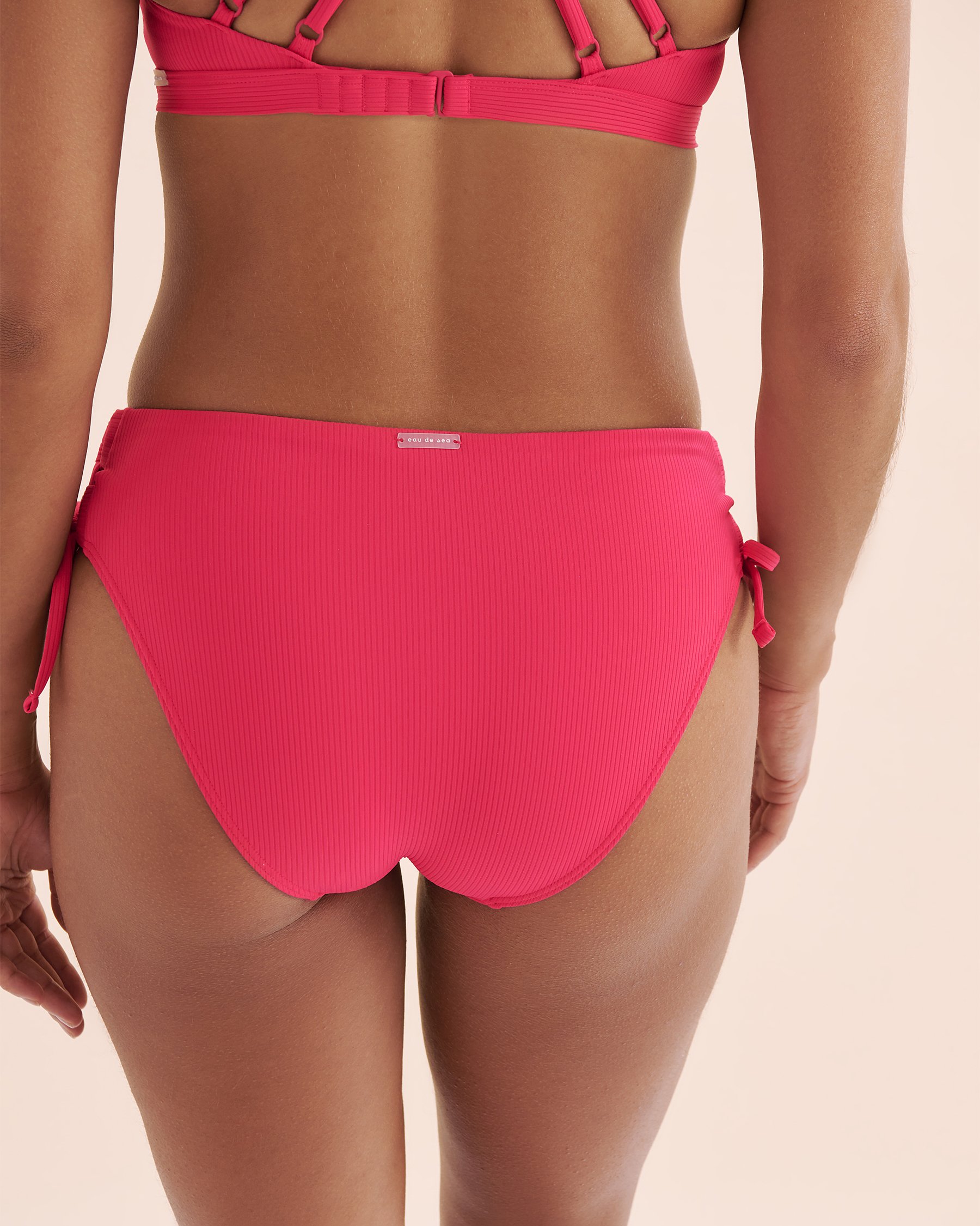 EAU DE SEA Sea Ribbed Mid Rise Bikini Bottom Bright Rose 01300412 - View6