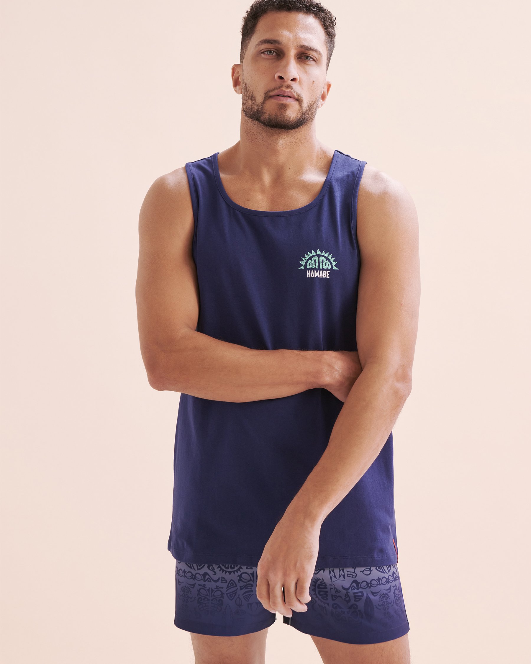 HAMABE Camisole en coton Bleu médiéval 04100032 - Voir3