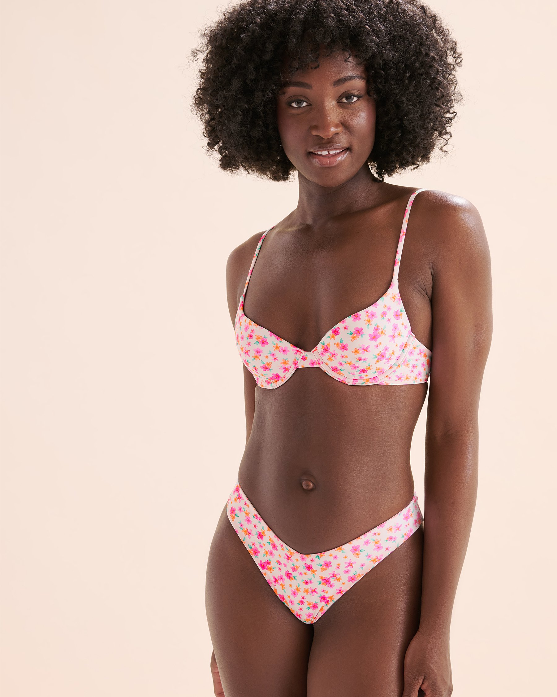 KULANI KINIS Bas de bikini échancré en V Flamingo Flora Blanc BOT216FLFL - Voir6