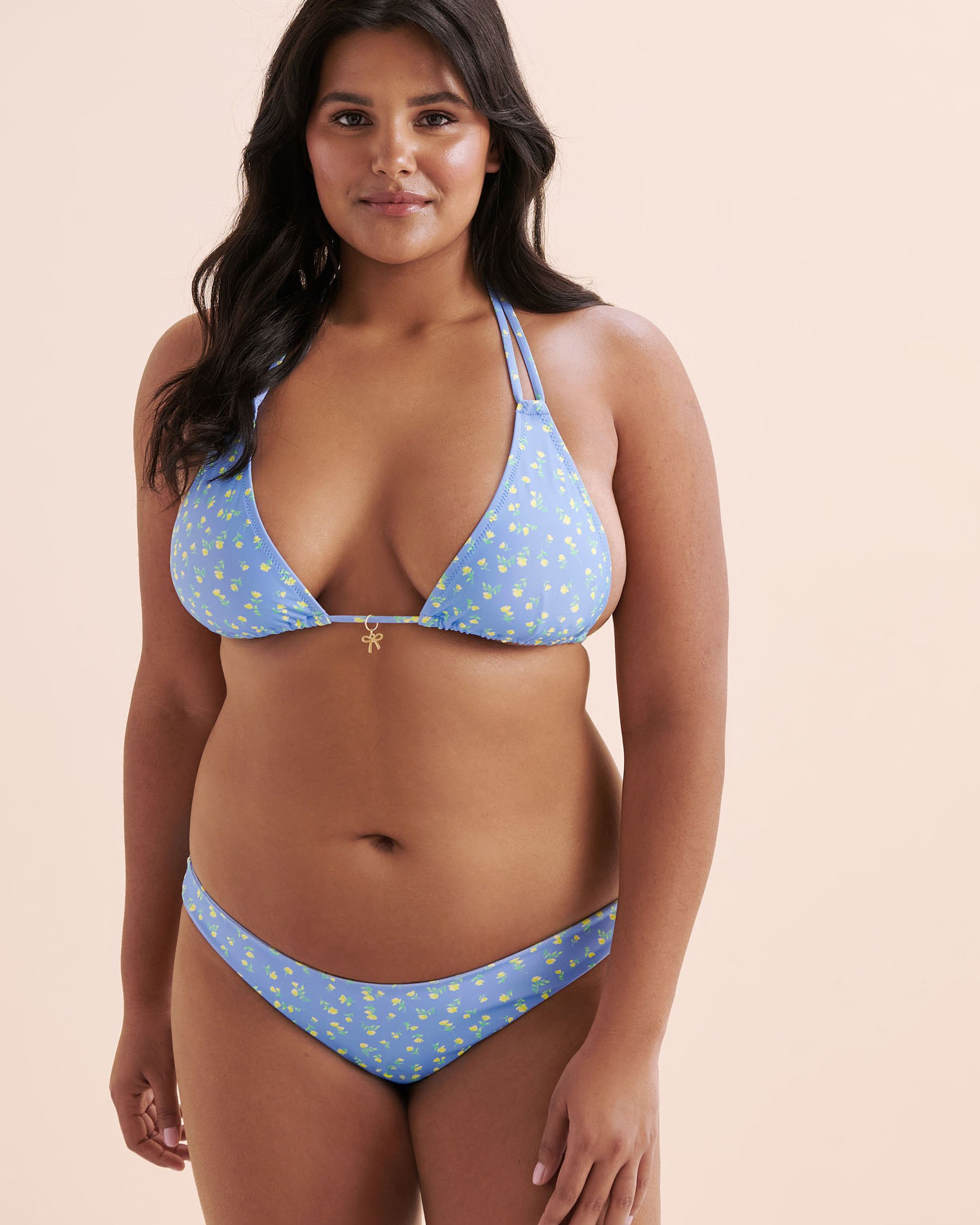KULANI KINIS Haut de bikini triangle Lemon Bloom Bleu TOP155LEMB - View9
