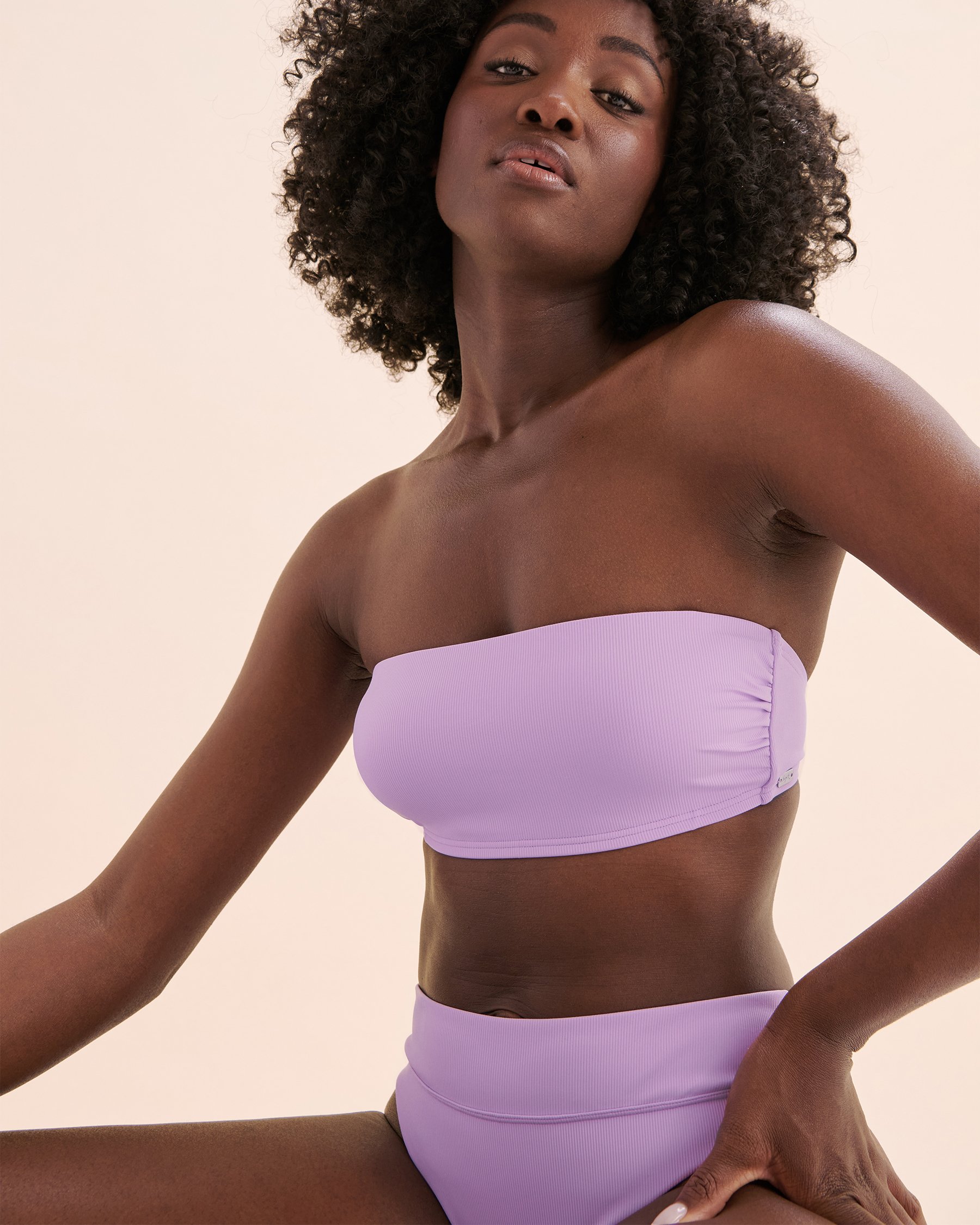 TROPIK Maui Ribbed Bandeau Bikini Top Orchid Bloom Purple 01100407 - View1