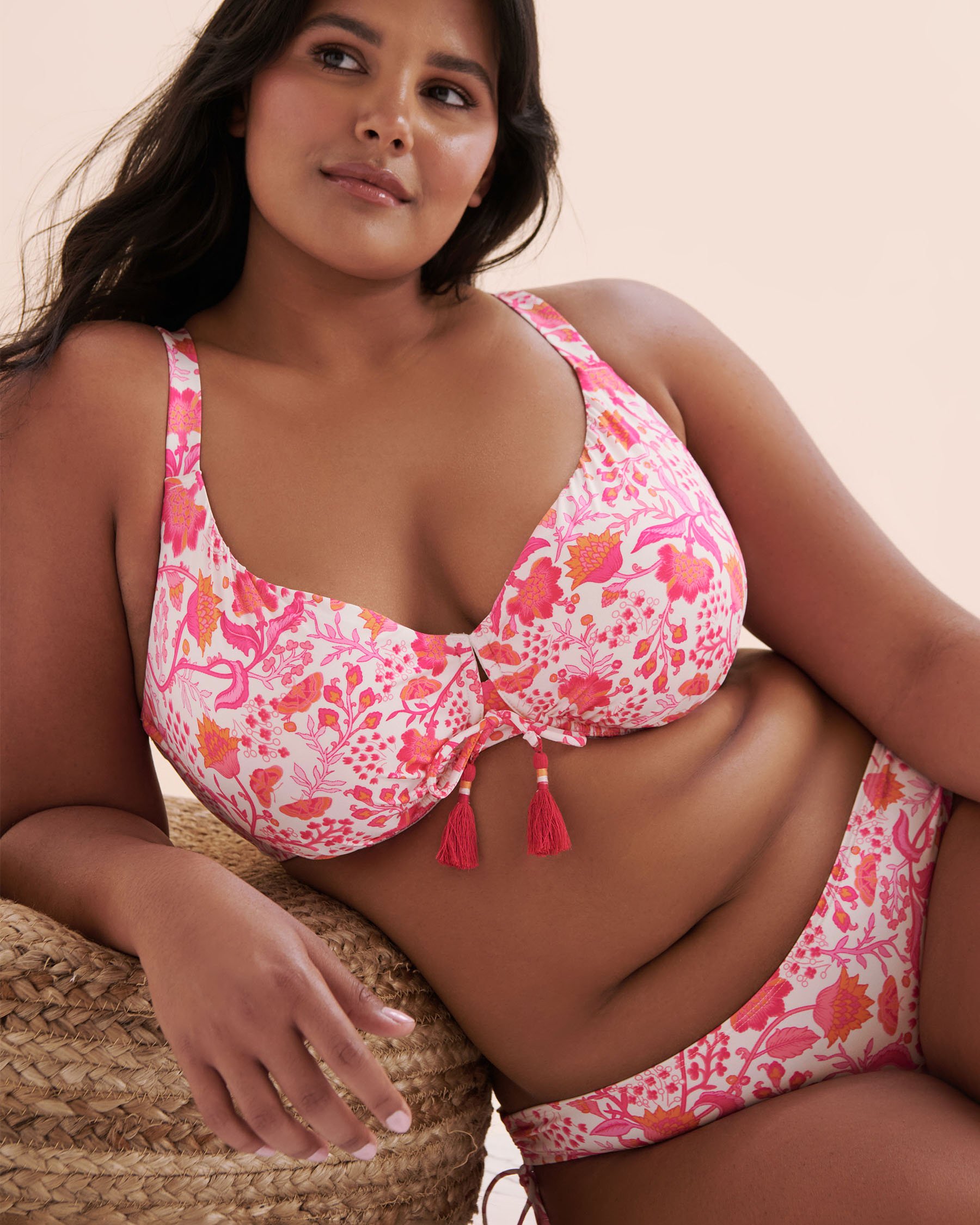 MY BIKINI STORY Boho D Cup Plunge Bikini Top Pink 01200098 - View5