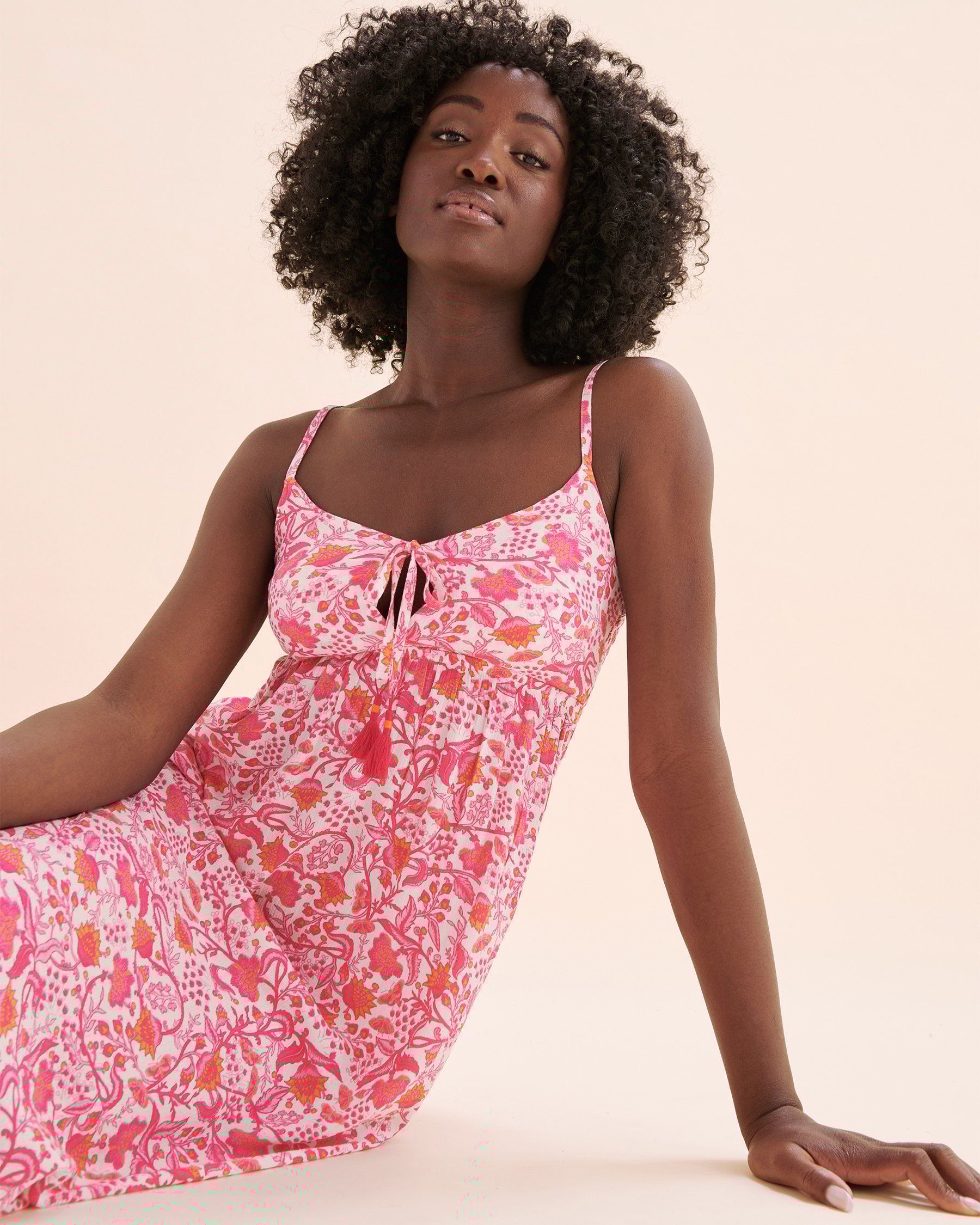 MY BIKINI STORY Robe longue en gaze Rose 02300156 - Voir4