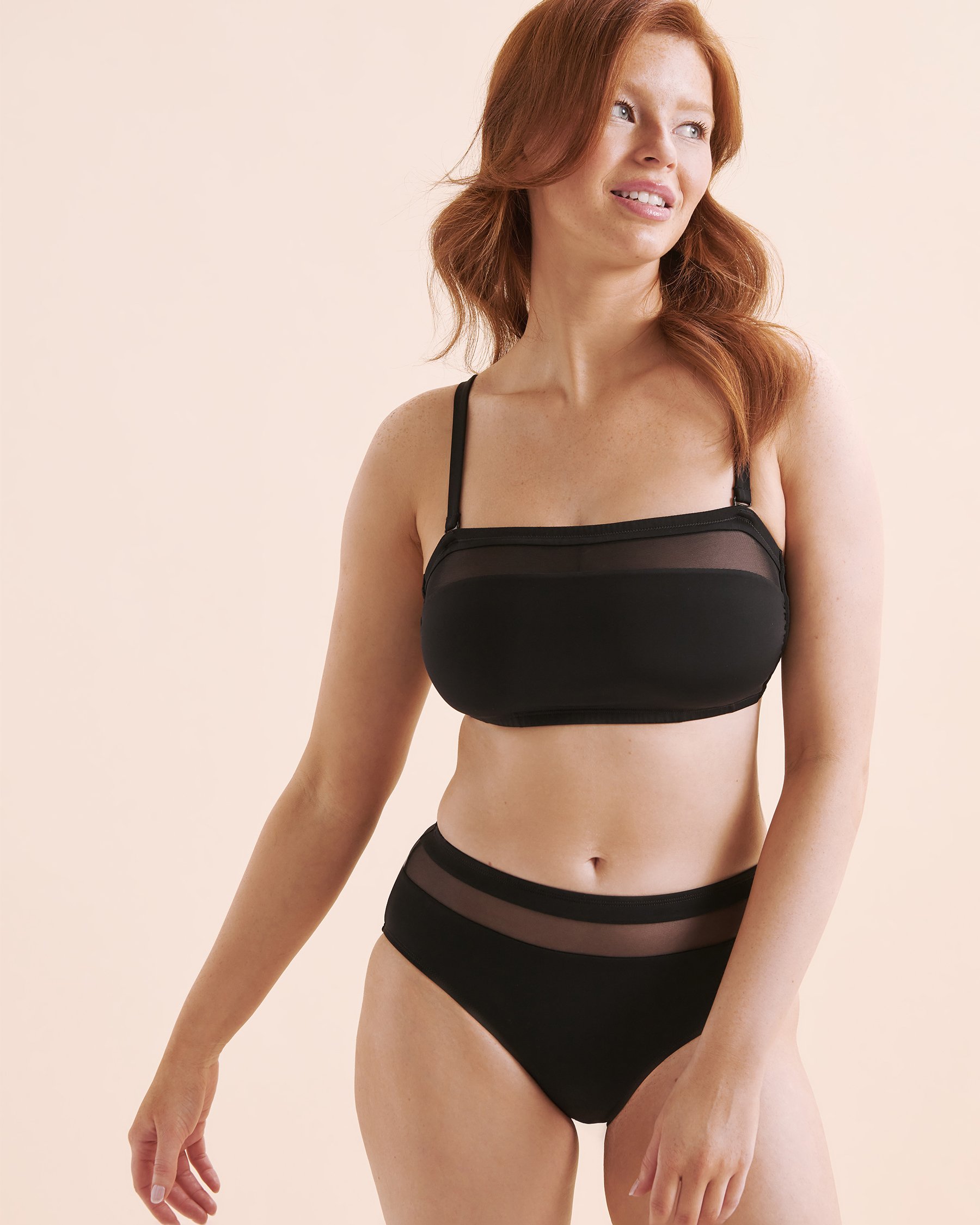 TURQUOISE COUTURE Haut de bikini bandeau en maille bonnet D Noir 01200101 - Voir1