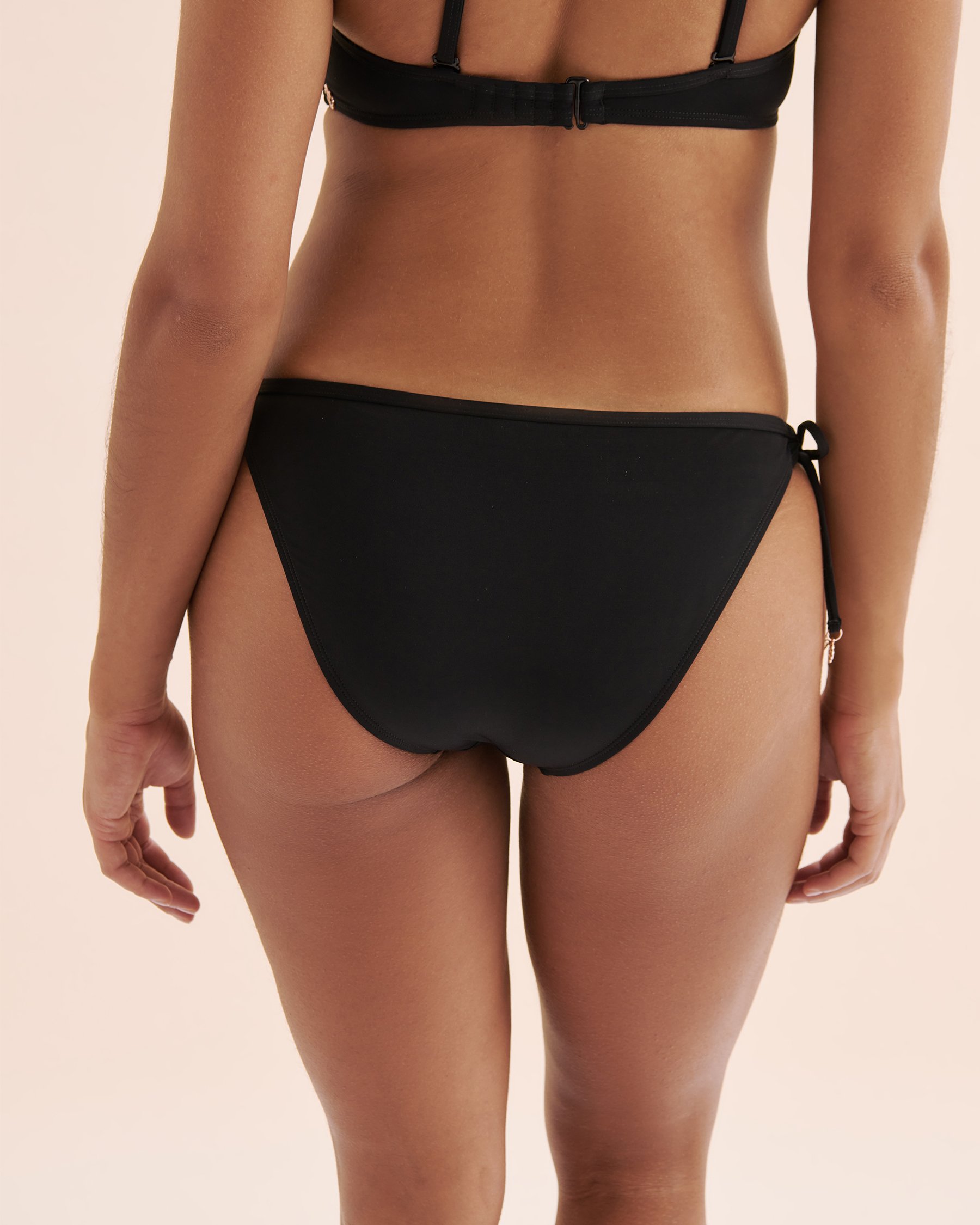 TURQUOISE COUTURE Bas de bikini brésilien taille basse en maille Noir 01300426 - View2