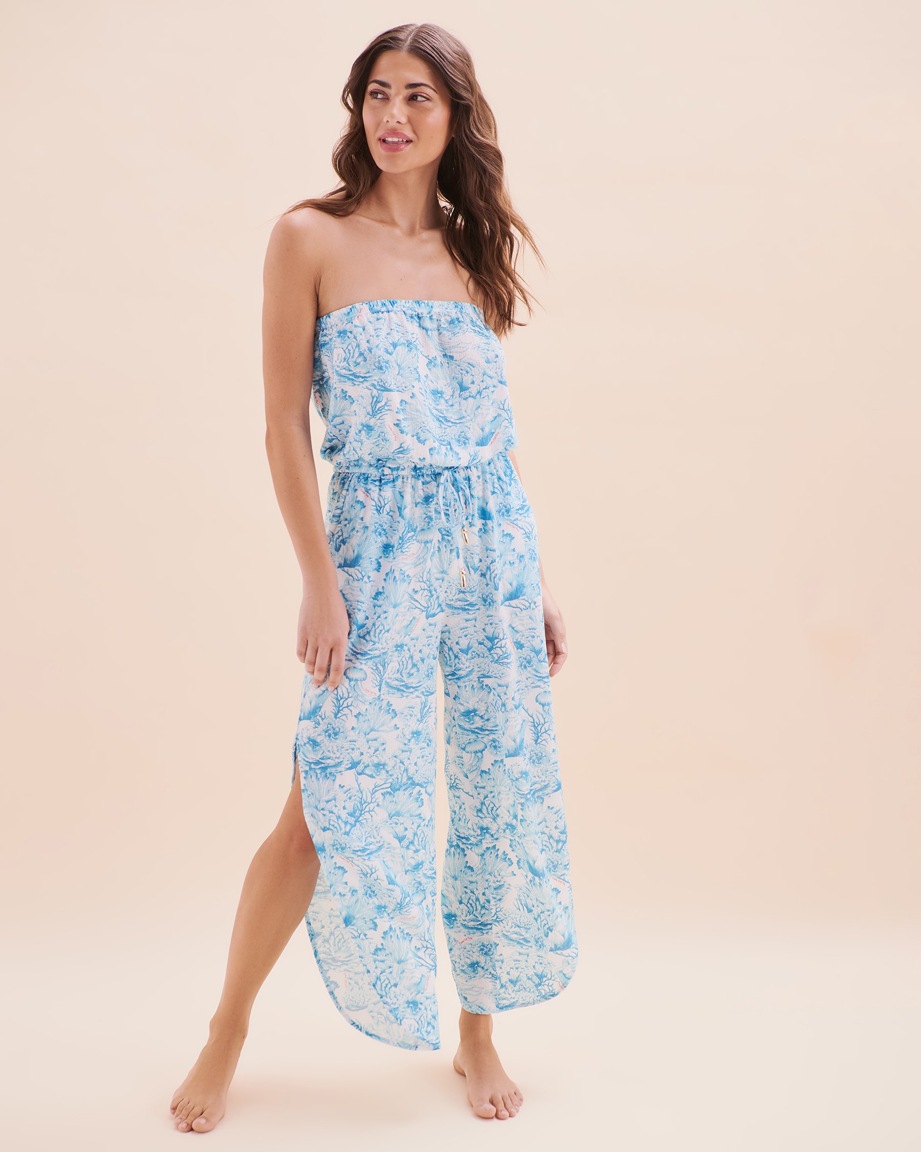 COSTA DEL REY Combinaison froissée en polyester Bleu corail 02300154 - Voir5