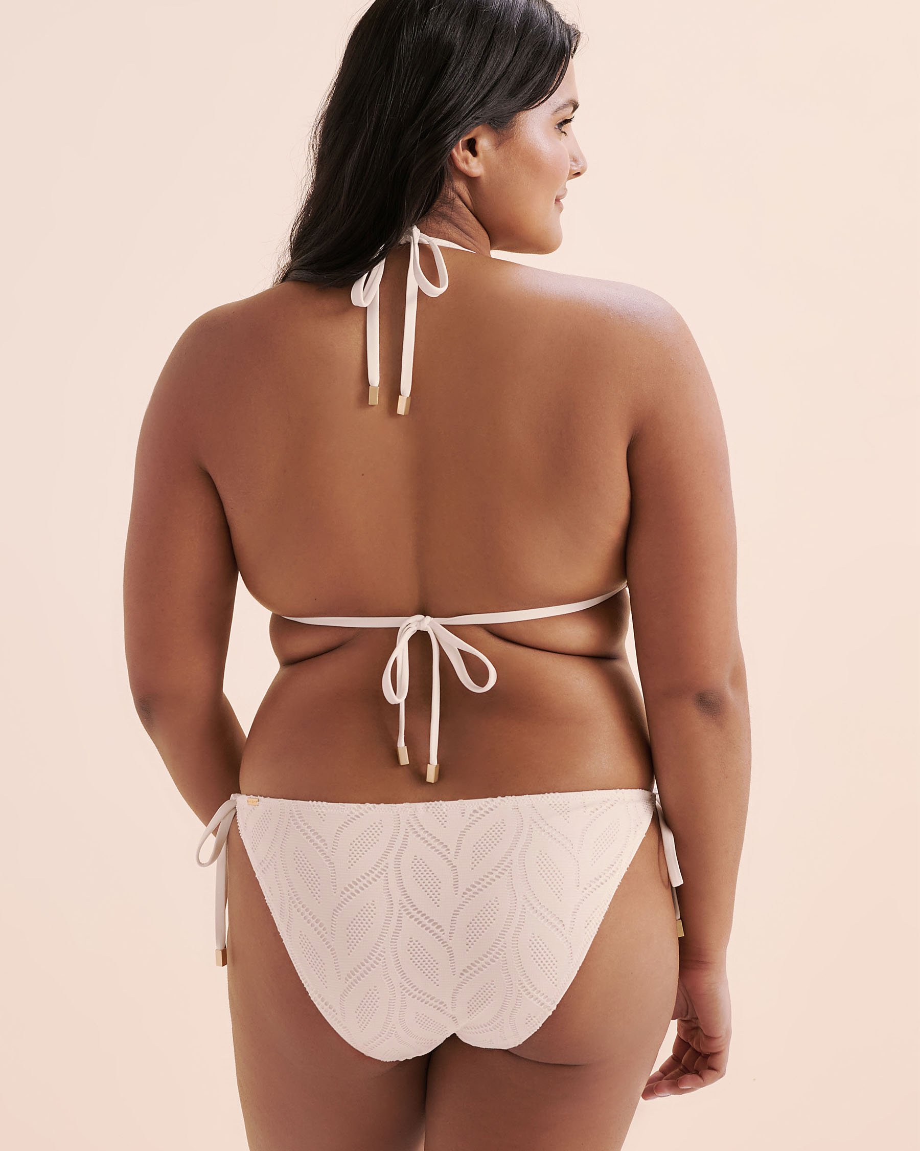 SANTEMARE Haut de bikini triangle en dentelle feuillage Jet Stream Beige 01100392 - Voir7