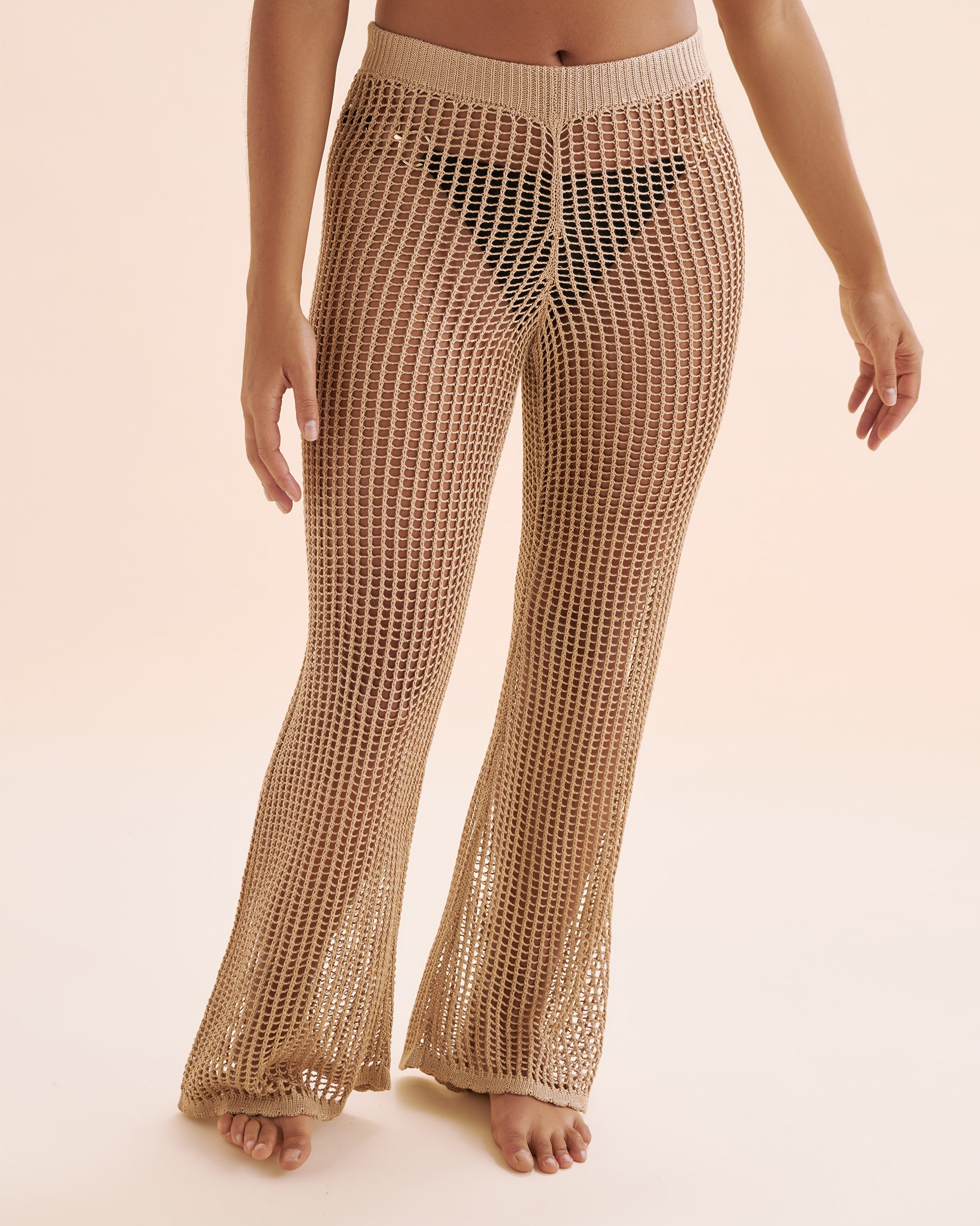 SANTEMARE Pantalon jambe large en crochet Beige clair 02200088 - View1