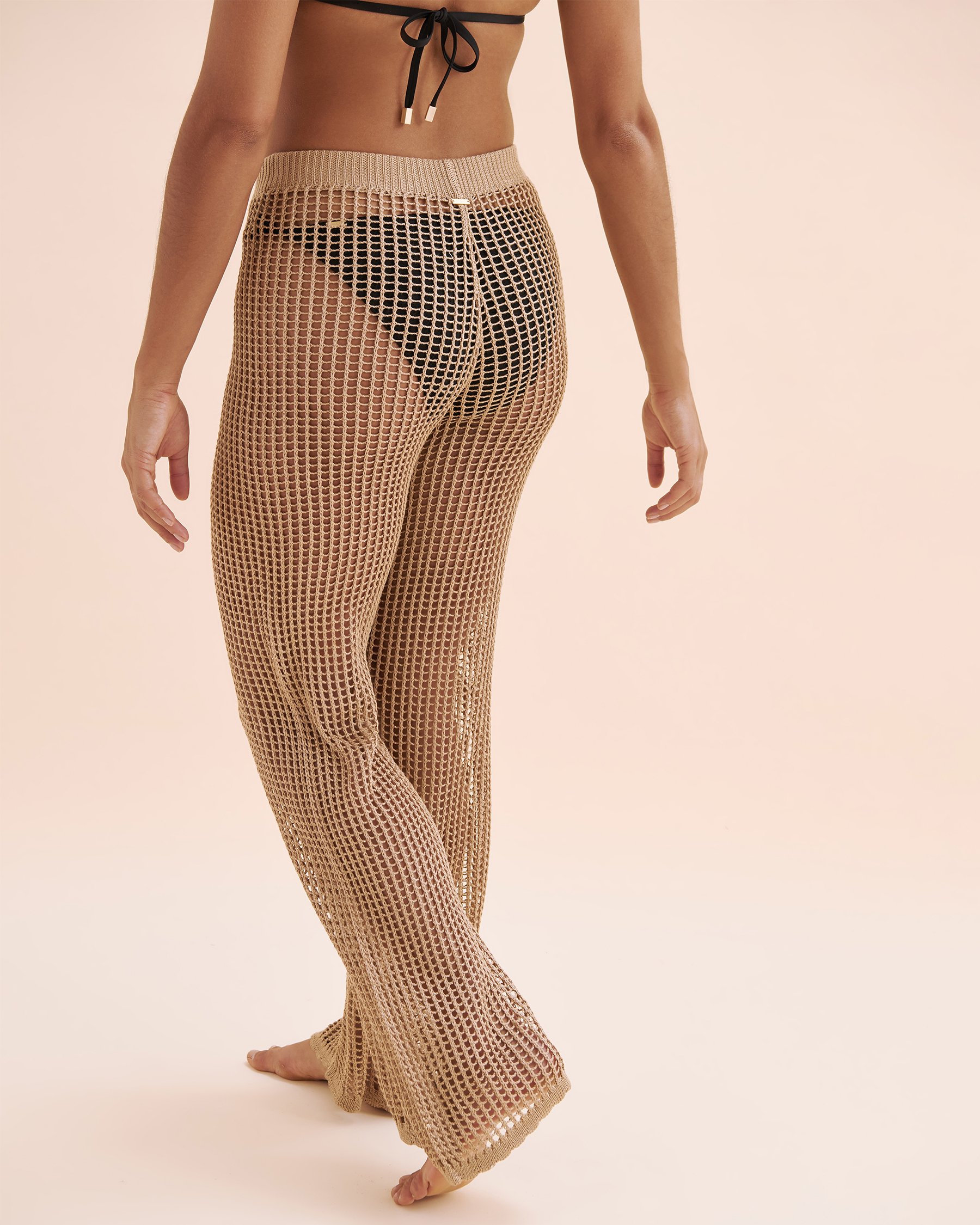 SANTEMARE Pantalon jambe large en crochet Beige clair 02200088 - Voir3