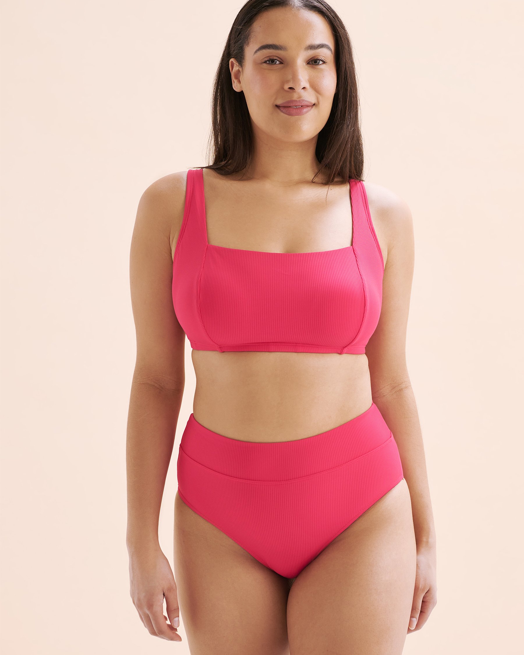 EAU DE SEA Haut de bikini bralette côtelé bonnet D Rose brillant 01200097 - View1