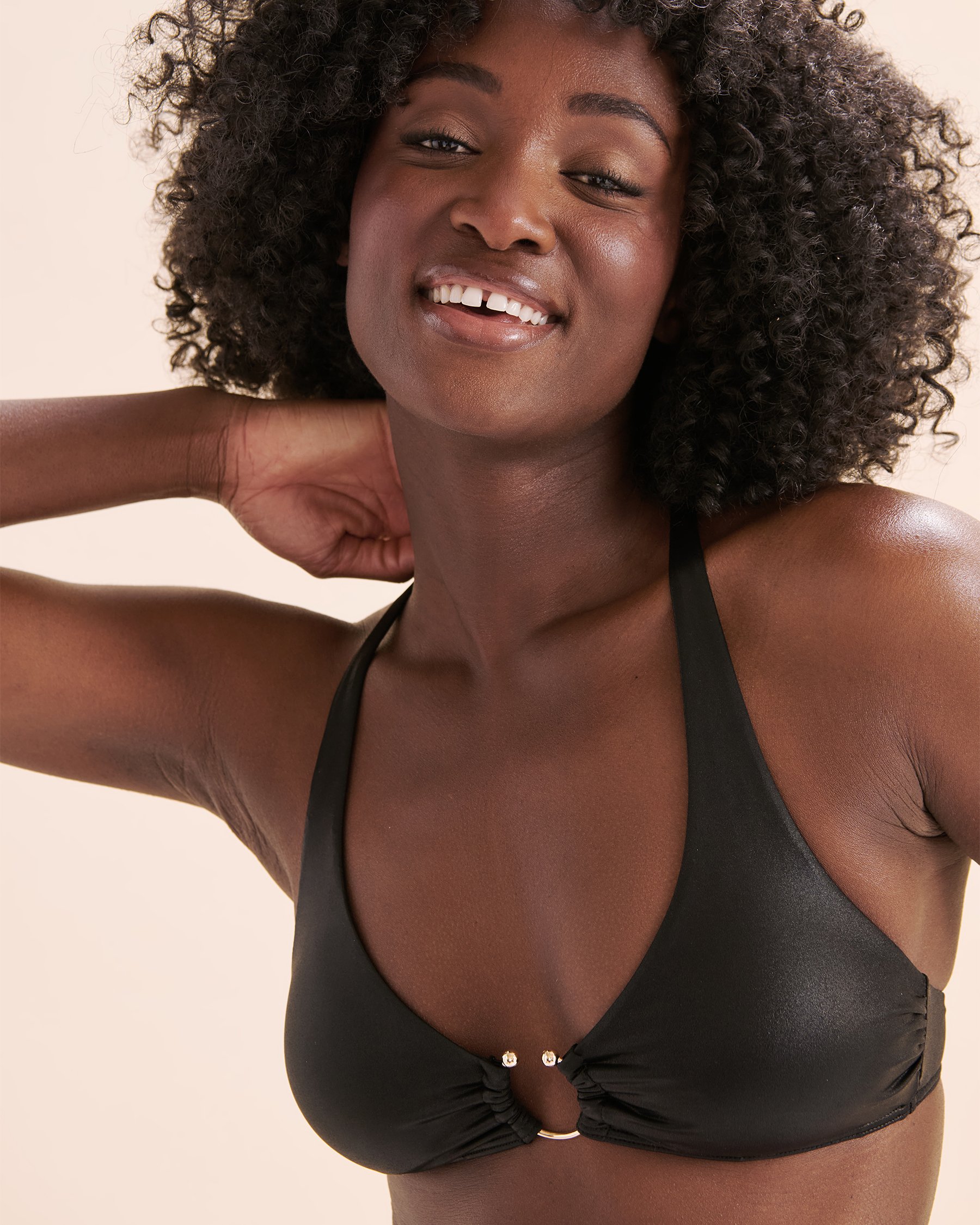 SEATONIC Haut de bikini bralette métallisé brillant Noir 01100391 - Voir7