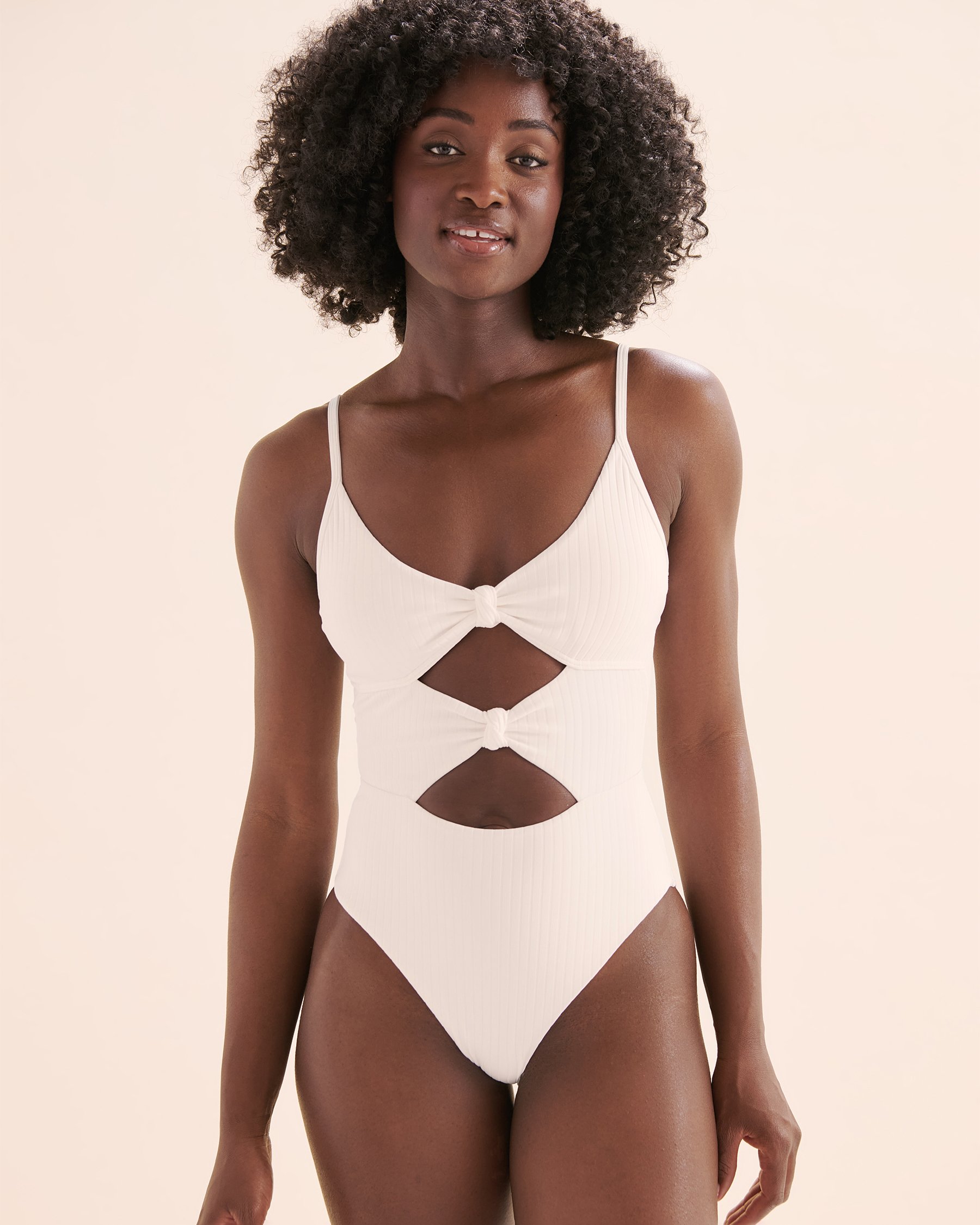 TROPIK Maillot de bain une-pièce côtelé Playa Blanc brillant 01400102 - View1