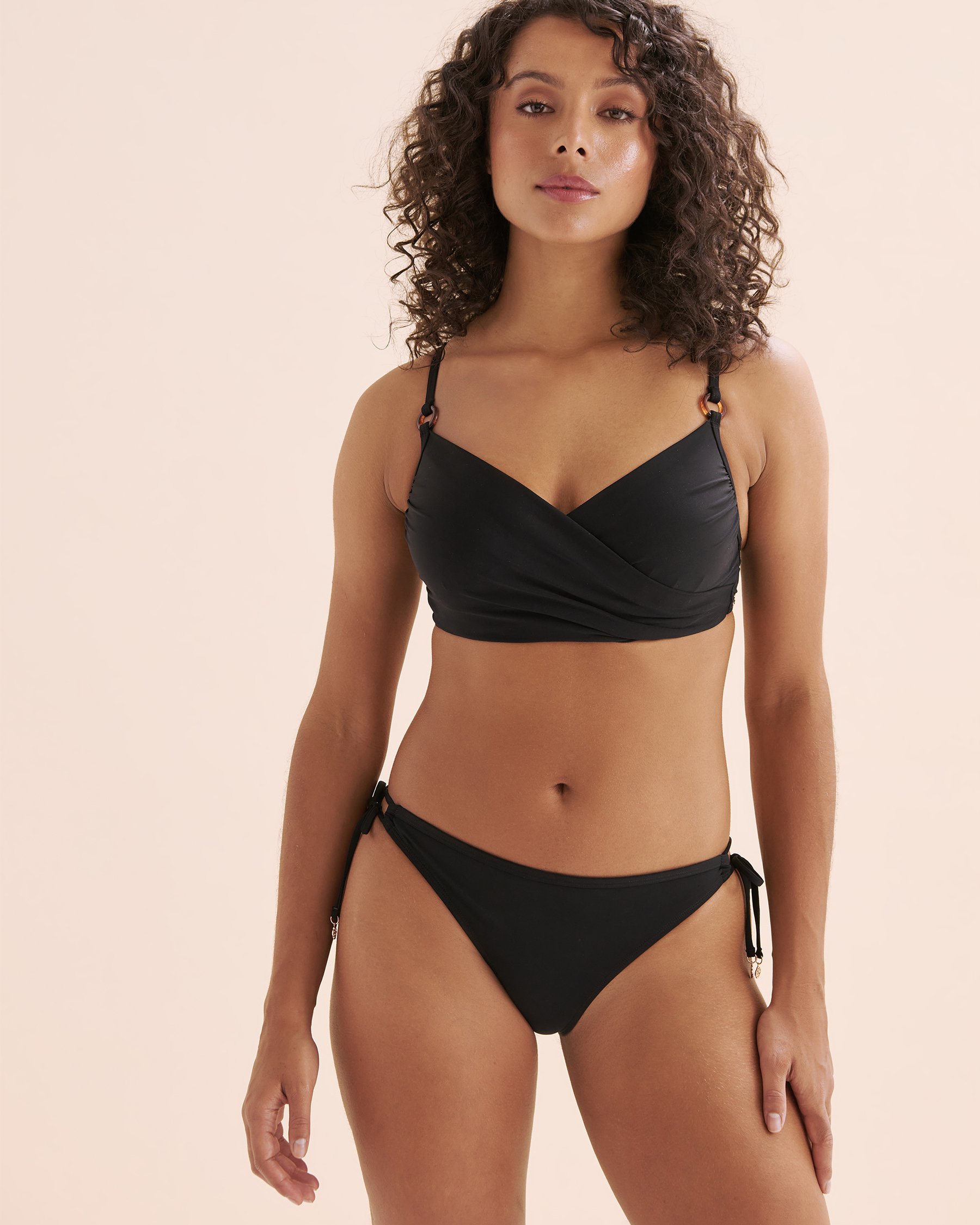 TURQUOISE COUTURE Mesh Low Rise Brazilian Bikini Bottom Black 01300426 - View4