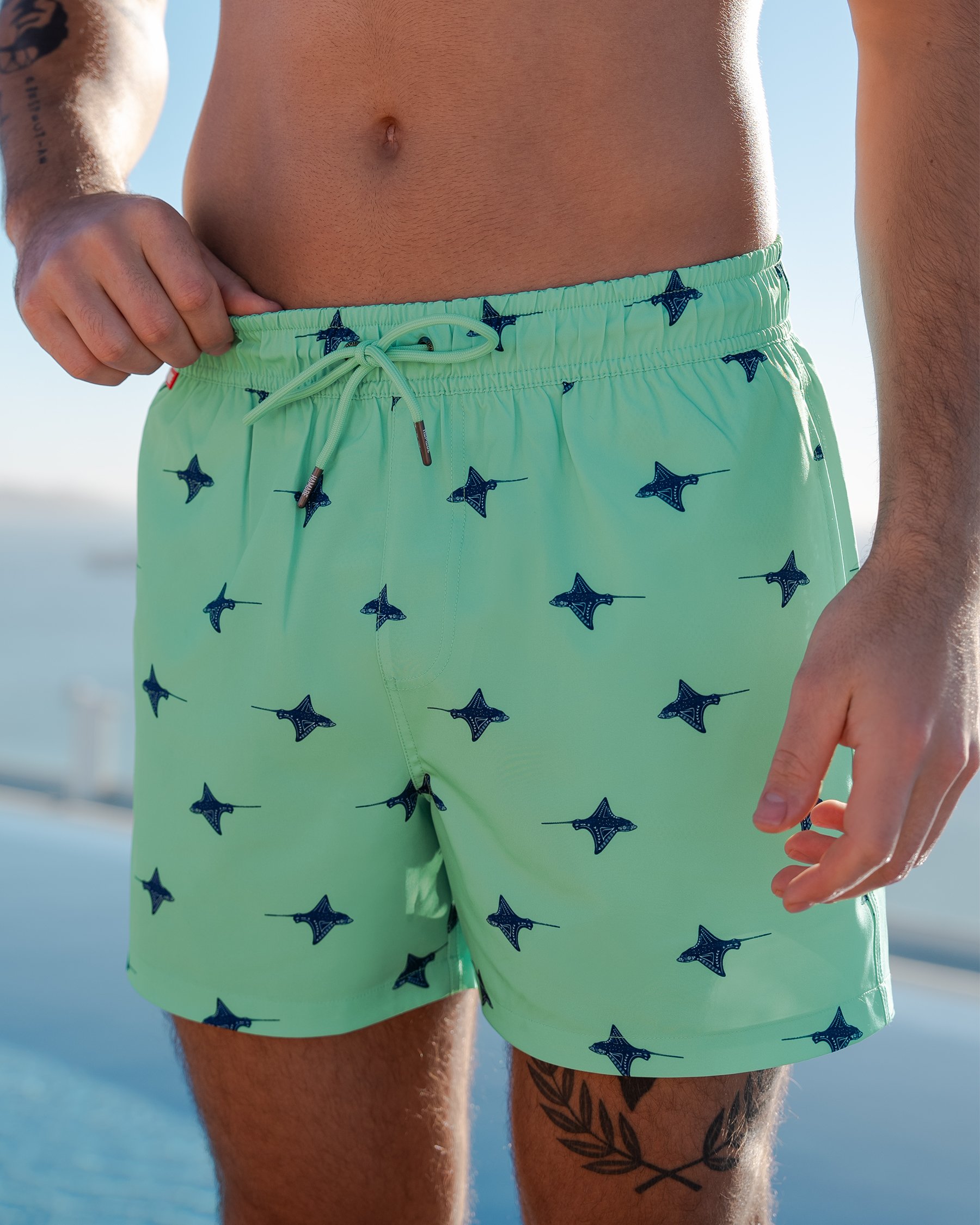 HAMABE Volley Swimsuit with Mesh Lining Beach Glass Blue 03100051 - View3