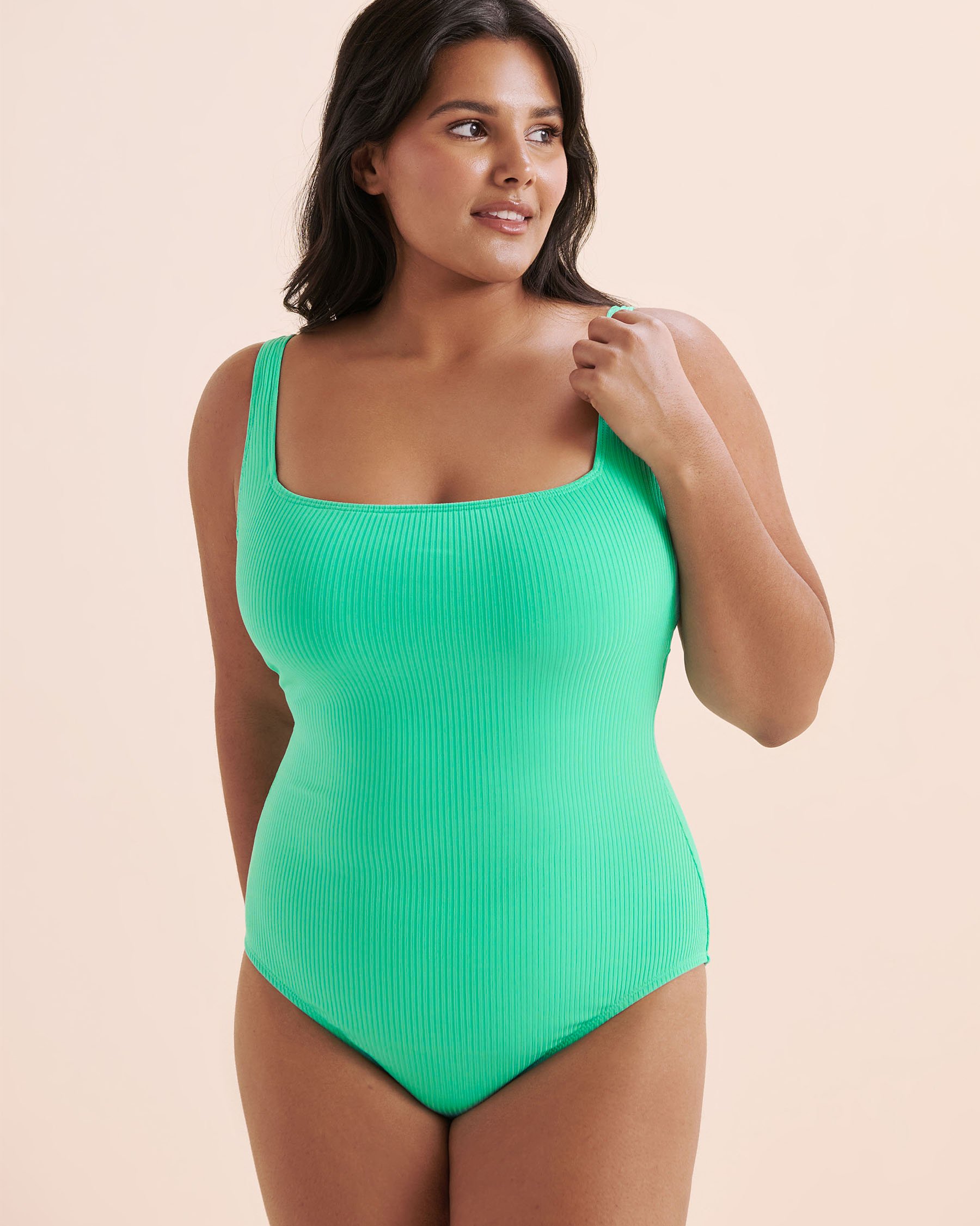 BLEU ROD BEATTIE Walk The Line Square Neck One-Piece Swimsuit Tahiti Teal Blue RBWL25971 - View1