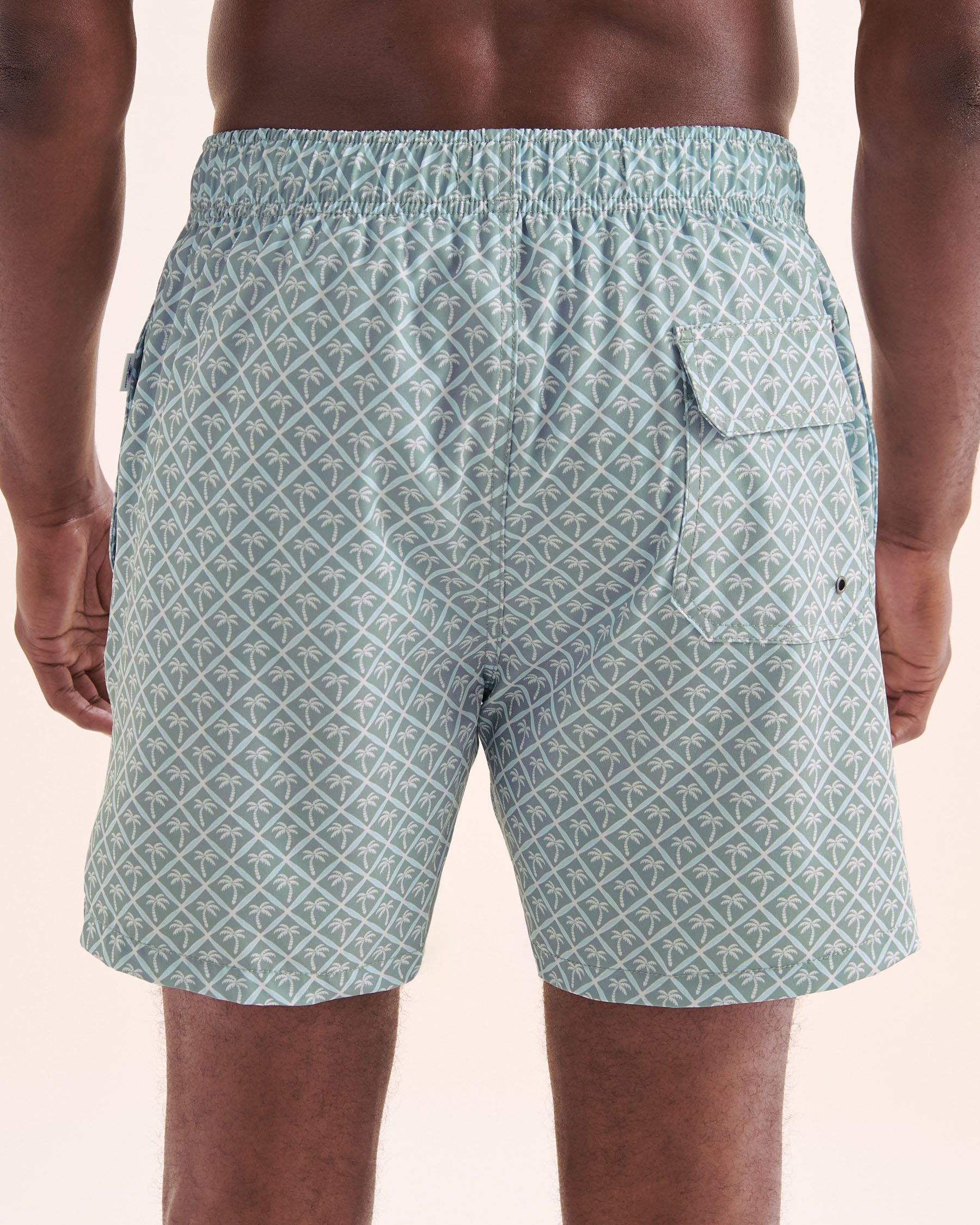 VINTAGE SUMMER Maillot volley imprimé extensible 4 directions Vert, bleu, blanc V70917BV - View2